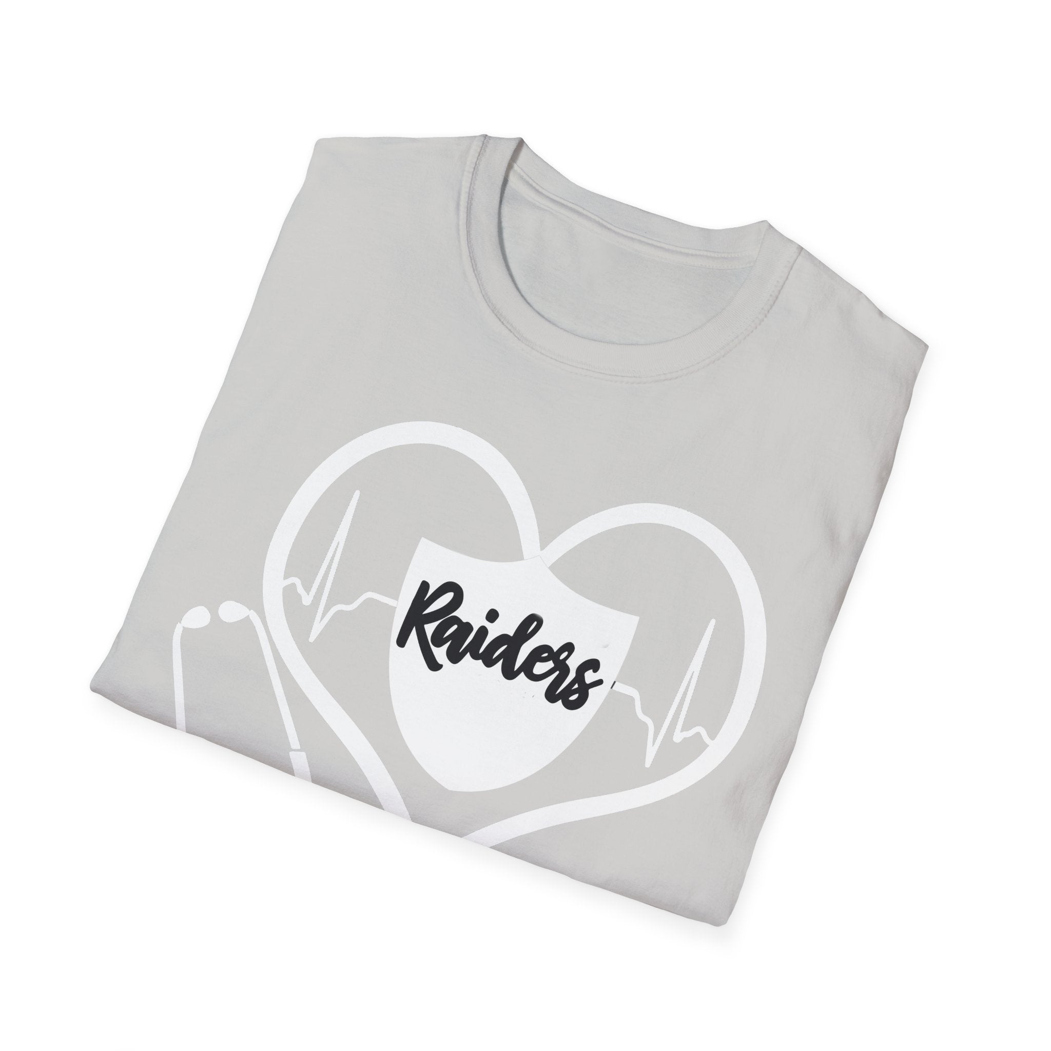 Stethoscope White Raiders Football T-Shirt, Sports Team Shirt, Fan Game Day Clothing, Football Fan Gift, Team Spirit Tee