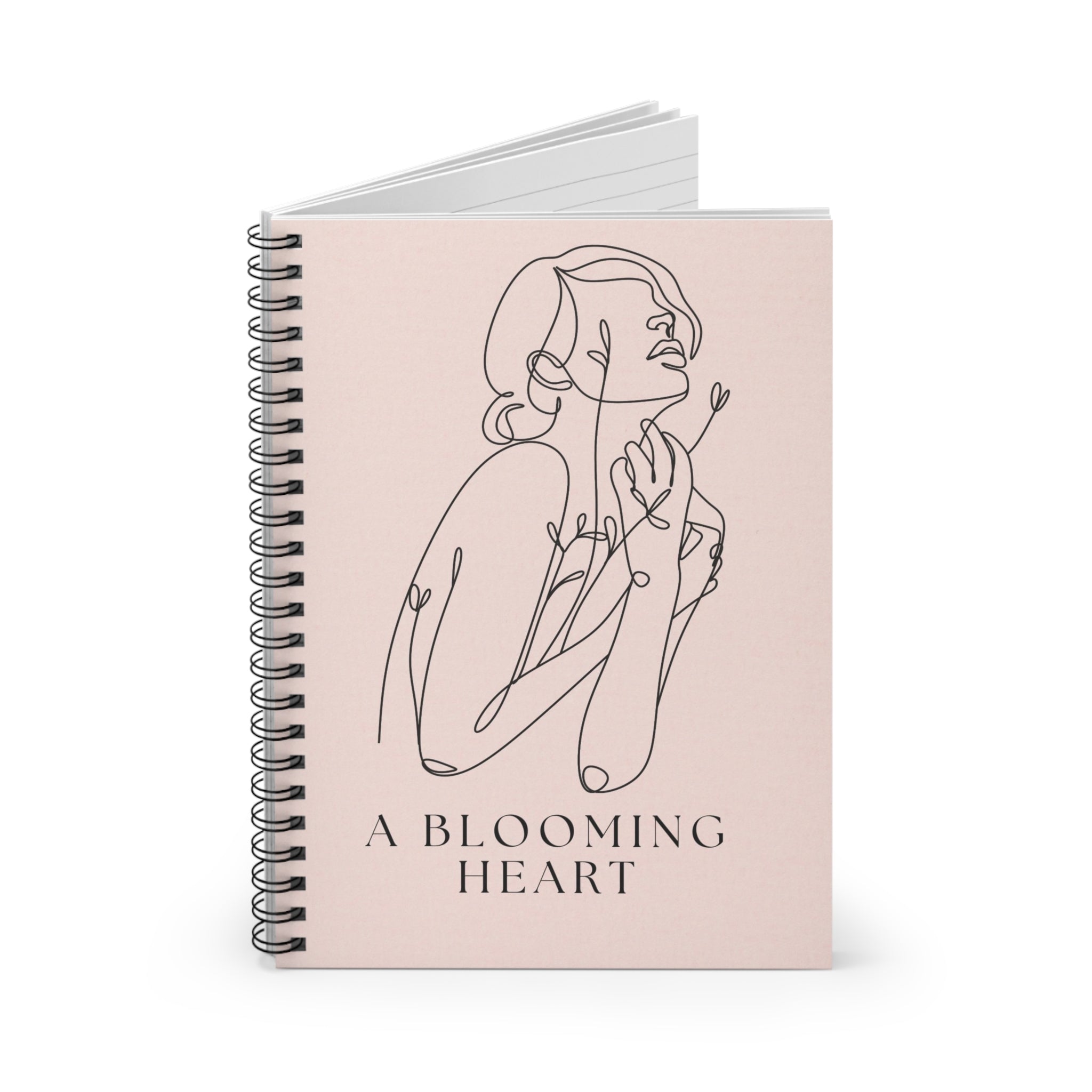 Peach And Black Elegant Line Art Notebook, Spiral Notebook - Ruled Line, Notebook, Office Supplies, School Supplies