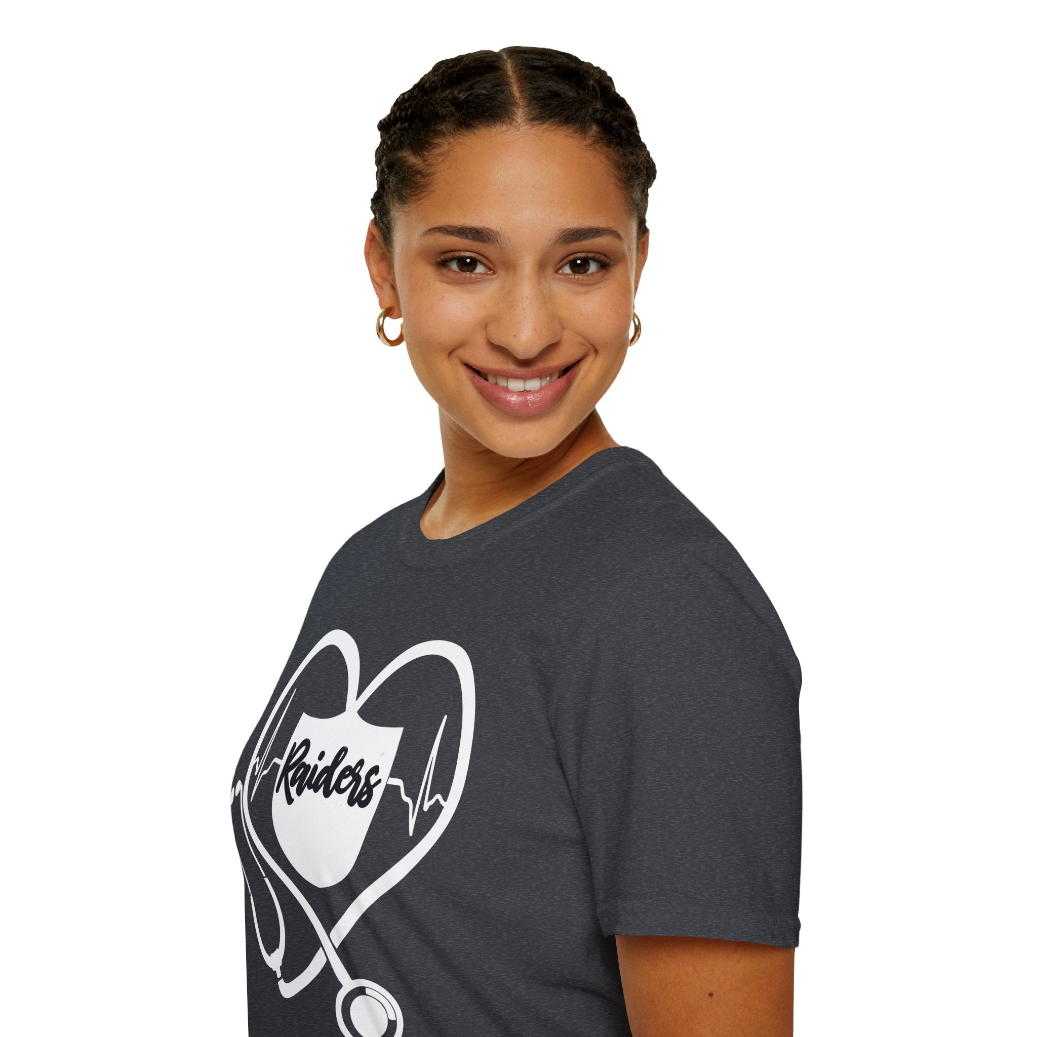 Stethoscope White Raiders Football T-Shirt, Sports Team Shirt, Fan Game Day Clothing, Football Fan Gift, Team Spirit Tee