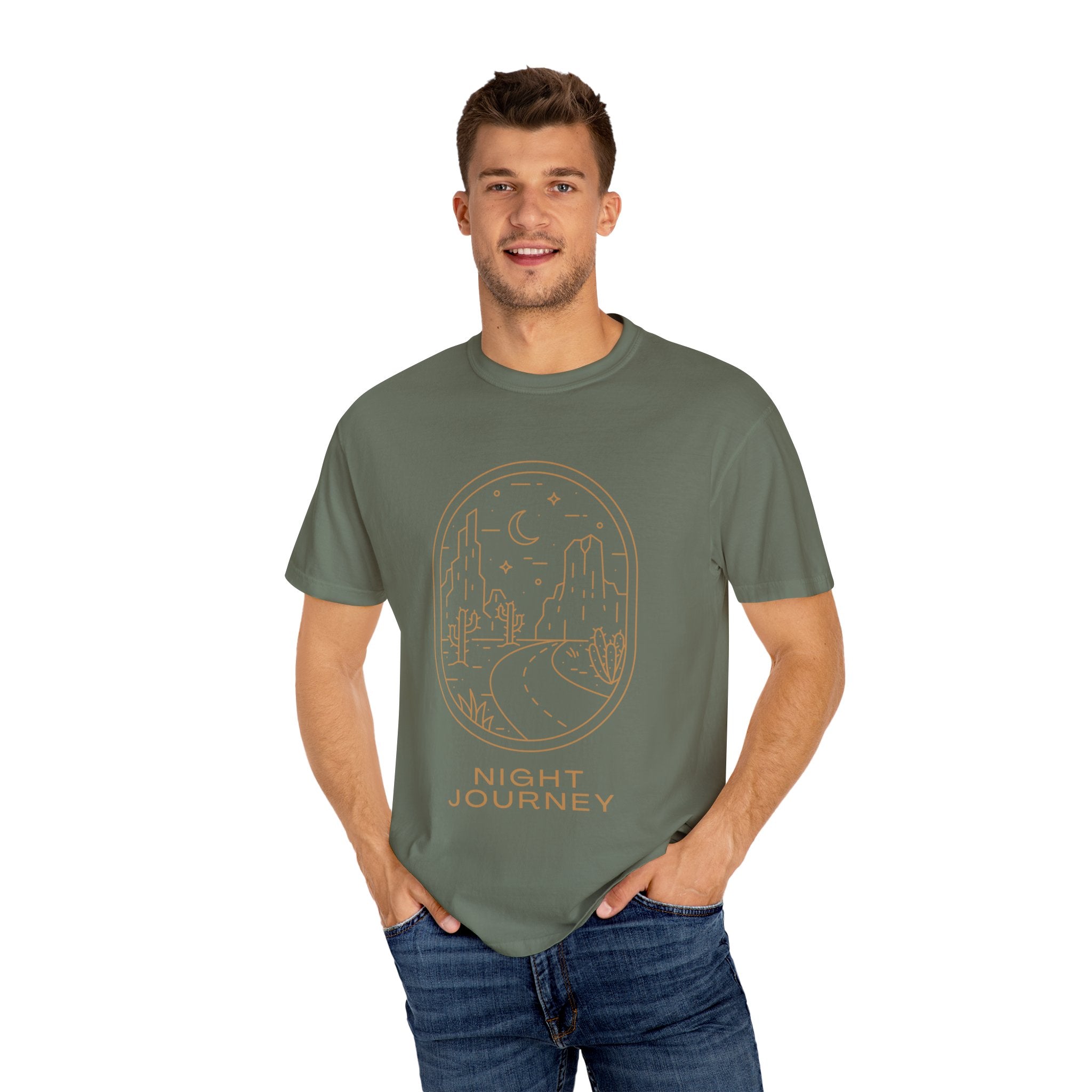 Night Journey, Graphic Design Unisex T-shirt, Casual Cotton Outwear, Gift for Him- Gift for Her, Stylish Tee, Cool Shirt, Trendy Apparel, Comfortable Top,