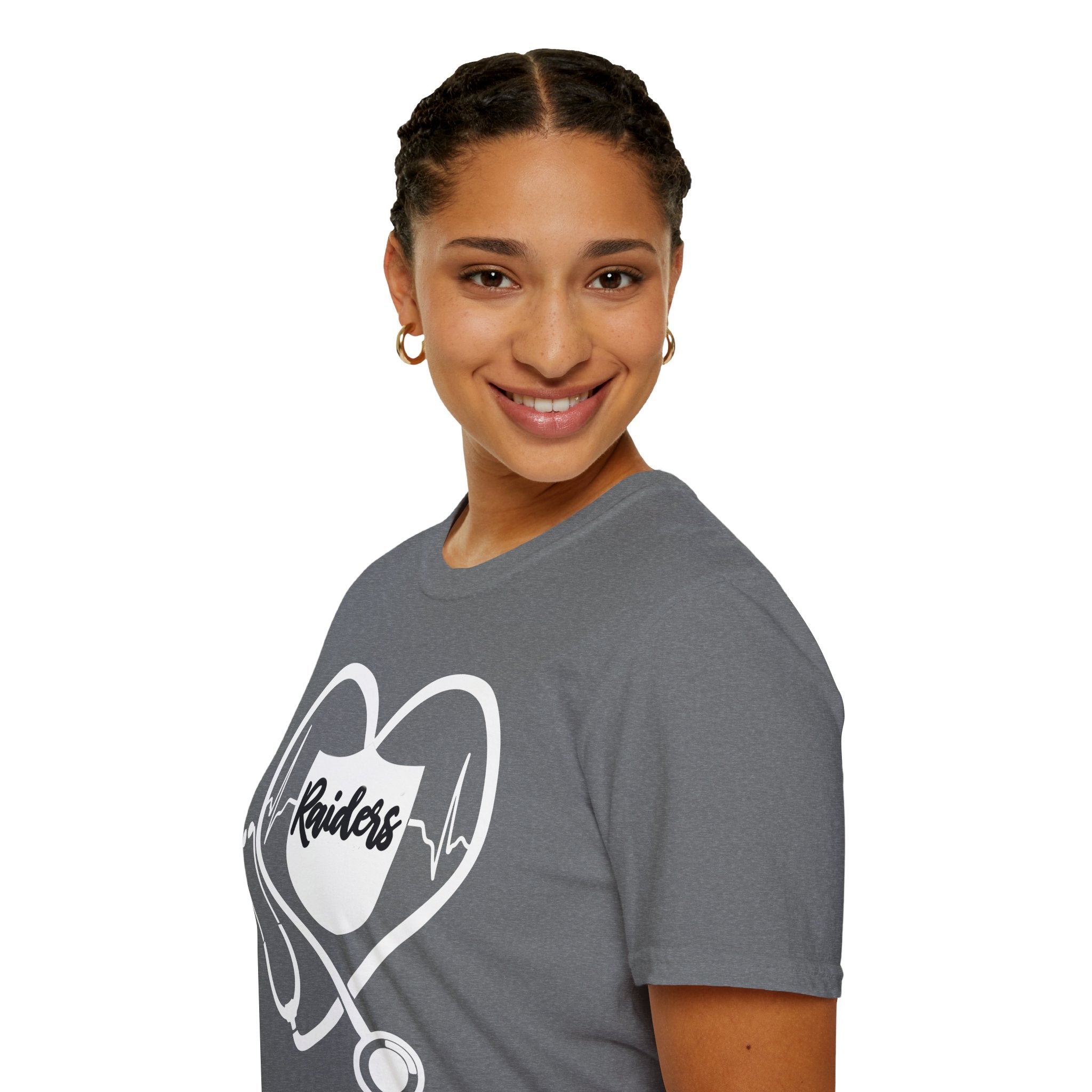Stethoscope White Raiders Football T-Shirt, Sports Team Shirt, Fan Game Day Clothing, Football Fan Gift, Team Spirit Tee