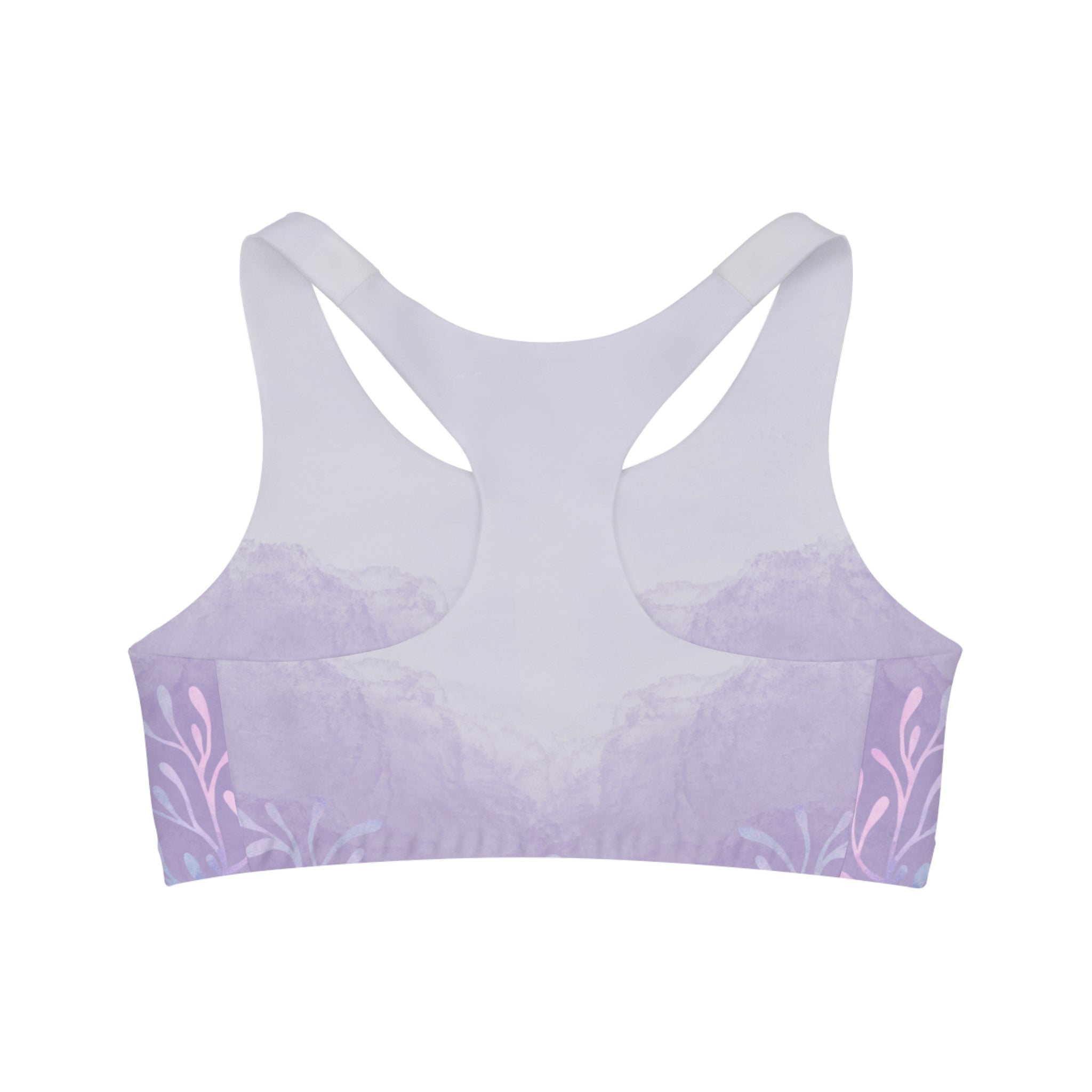 Purple Pastel Dreamy Seamless, Racerback Sports Bra for Women - High Impact Workout Crop Tank Top