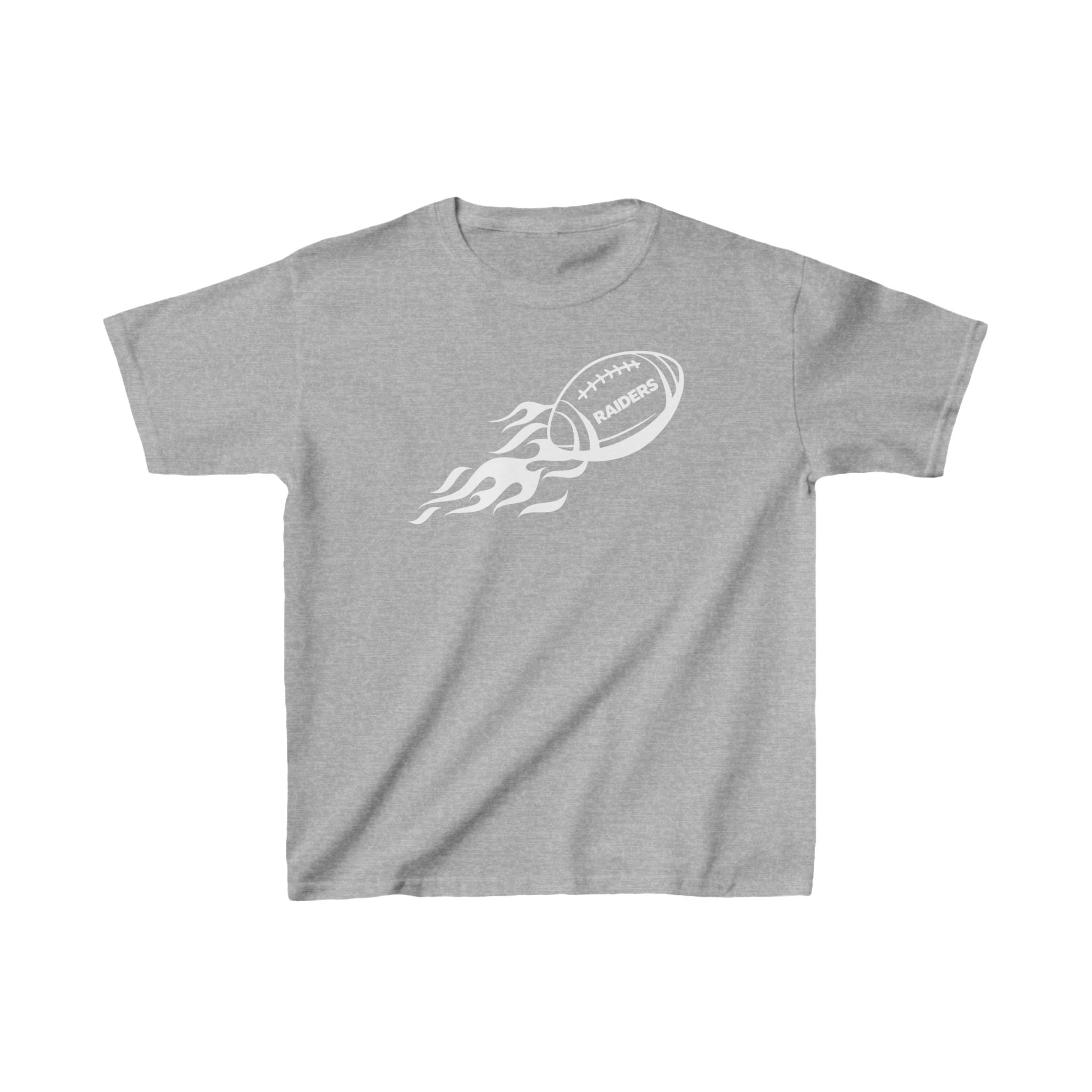 White Football on Flame Raiders Shirt for Kids, Gift Fan Sports Shirt, Children Shirt Clothing, Youth Team Game Day Shirt