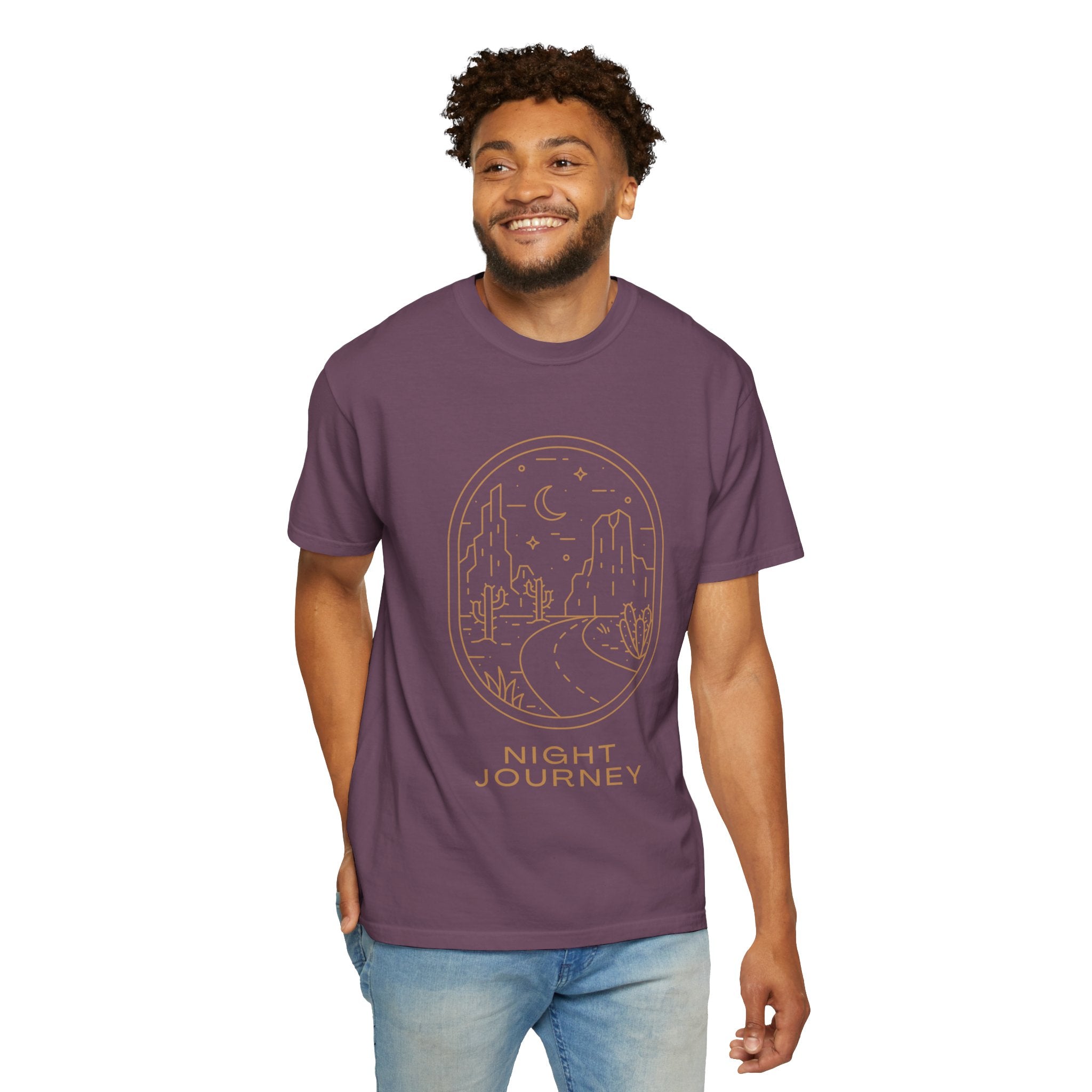 Night Journey, Graphic Design Unisex T-shirt, Casual Cotton Outwear, Gift for Him- Gift for Her, Stylish Tee, Cool Shirt, Trendy Apparel, Comfortable Top,