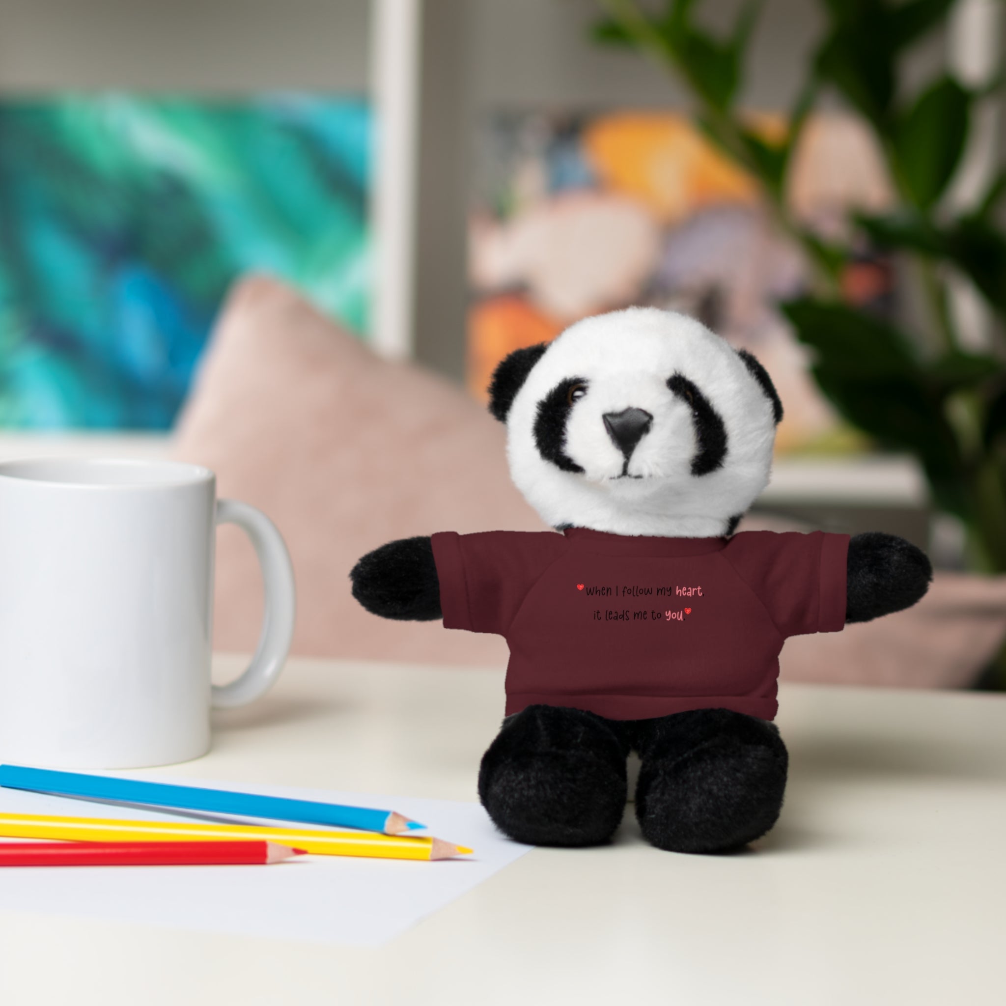 Panda Plushies, I Love You, Stuffed Animals Shirt Printed, Suitable for Soft Valentine's Day Gift Plush Bear Toy