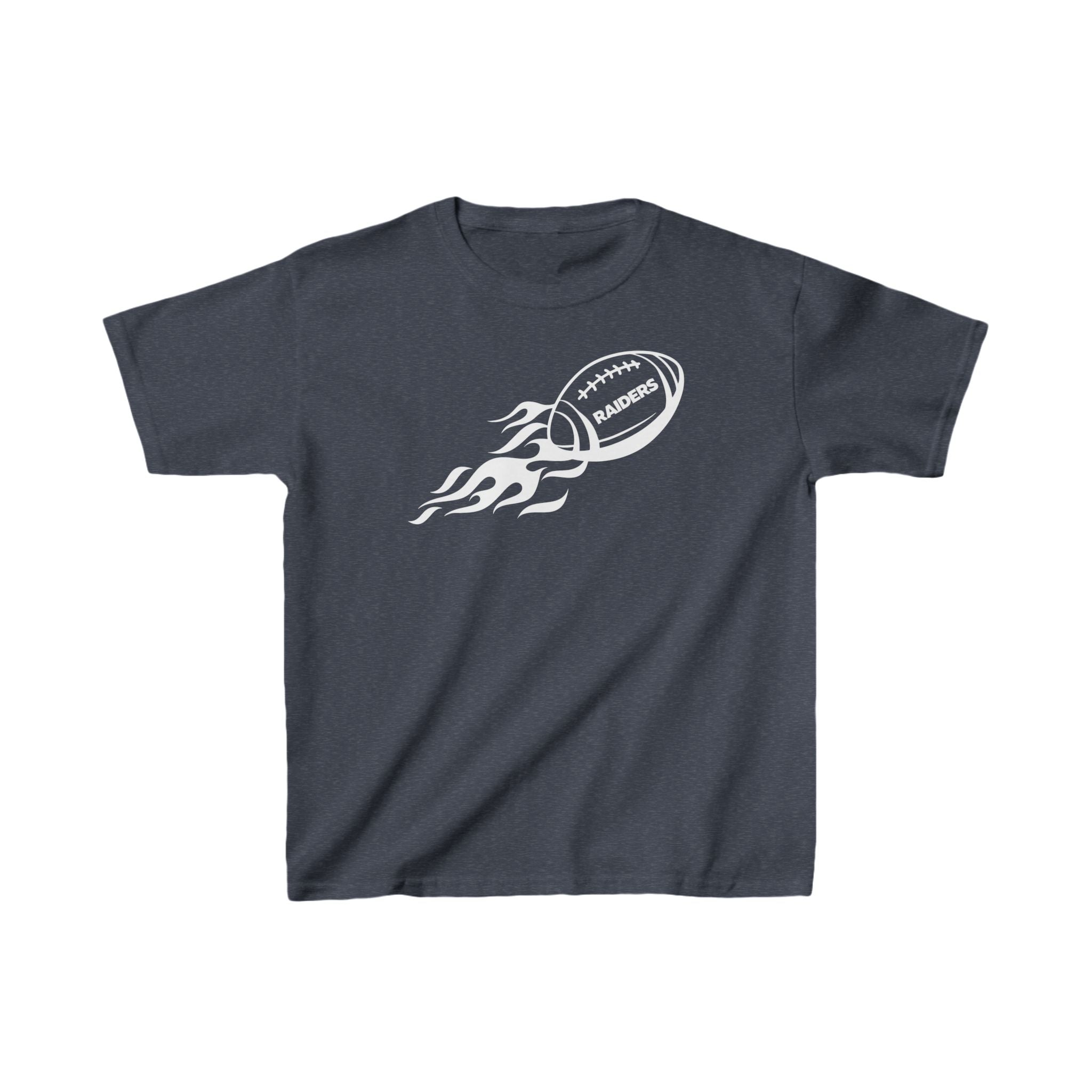 White Football on Flame Raiders Shirt for Kids, Gift Fan Sports Shirt, Children Shirt Clothing, Youth Team Game Day Shirt