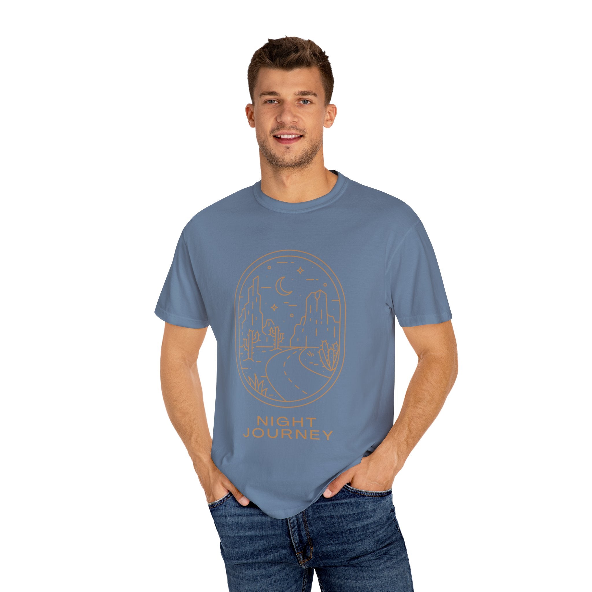Night Journey, Graphic Design Unisex T-shirt, Casual Cotton Outwear, Gift for Him- Gift for Her, Stylish Tee, Cool Shirt, Trendy Apparel, Comfortable Top,