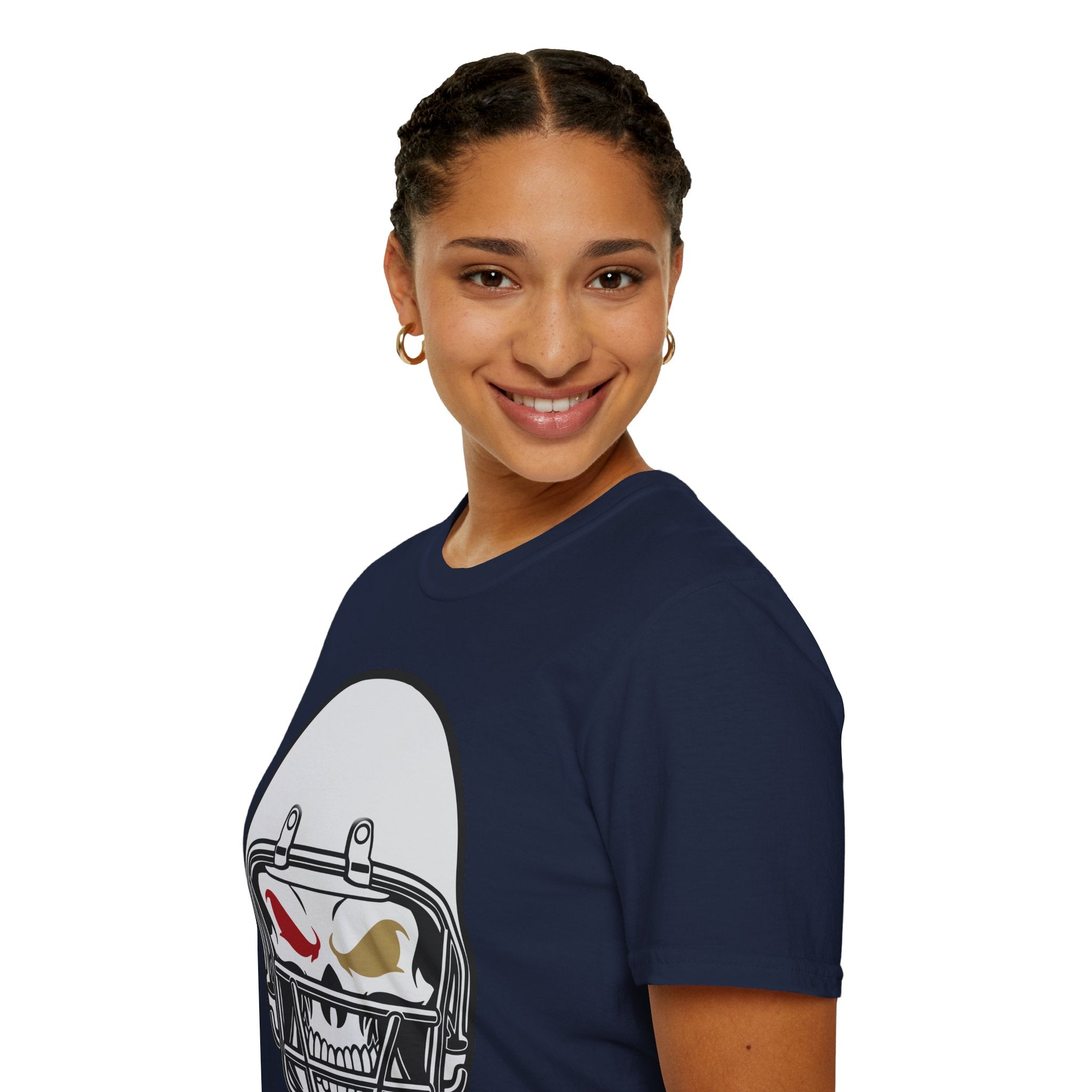 SF Football Skull Helmet T-Shirt - Unique Fan Apparel, Football Team Tee, Game Day Shirt, Sporty Top, Men's Women's Clothing