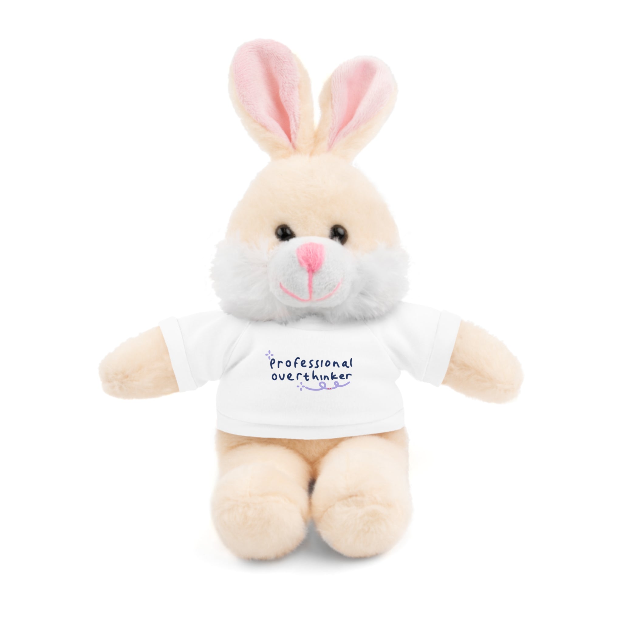 Bunny Plushy, Funny Professional Overthinker, Stuffed Animals Shirt Printed, Suitable for Soft Valentine's Day Gift