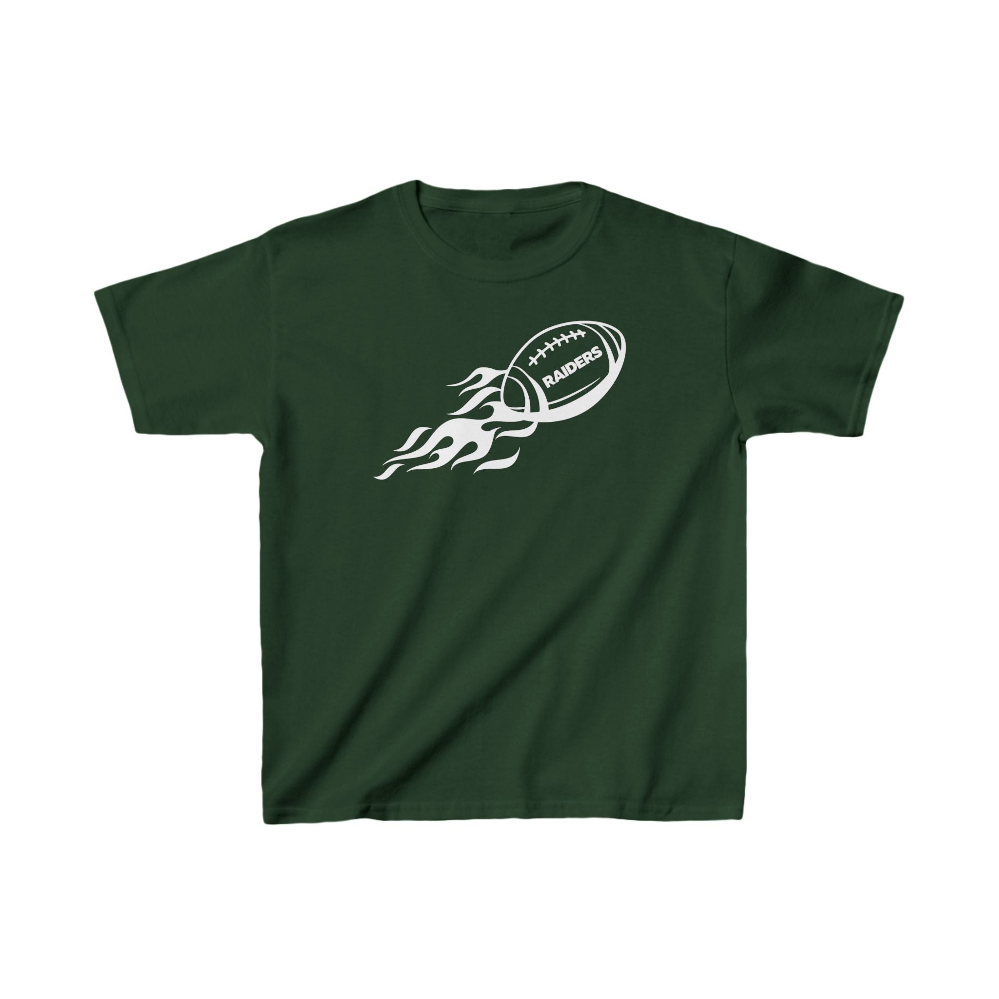 White Football on Flame Raiders Shirt for Kids, Gift Fan Sports Shirt, Children Shirt Clothing, Youth Team Game Day Shirt