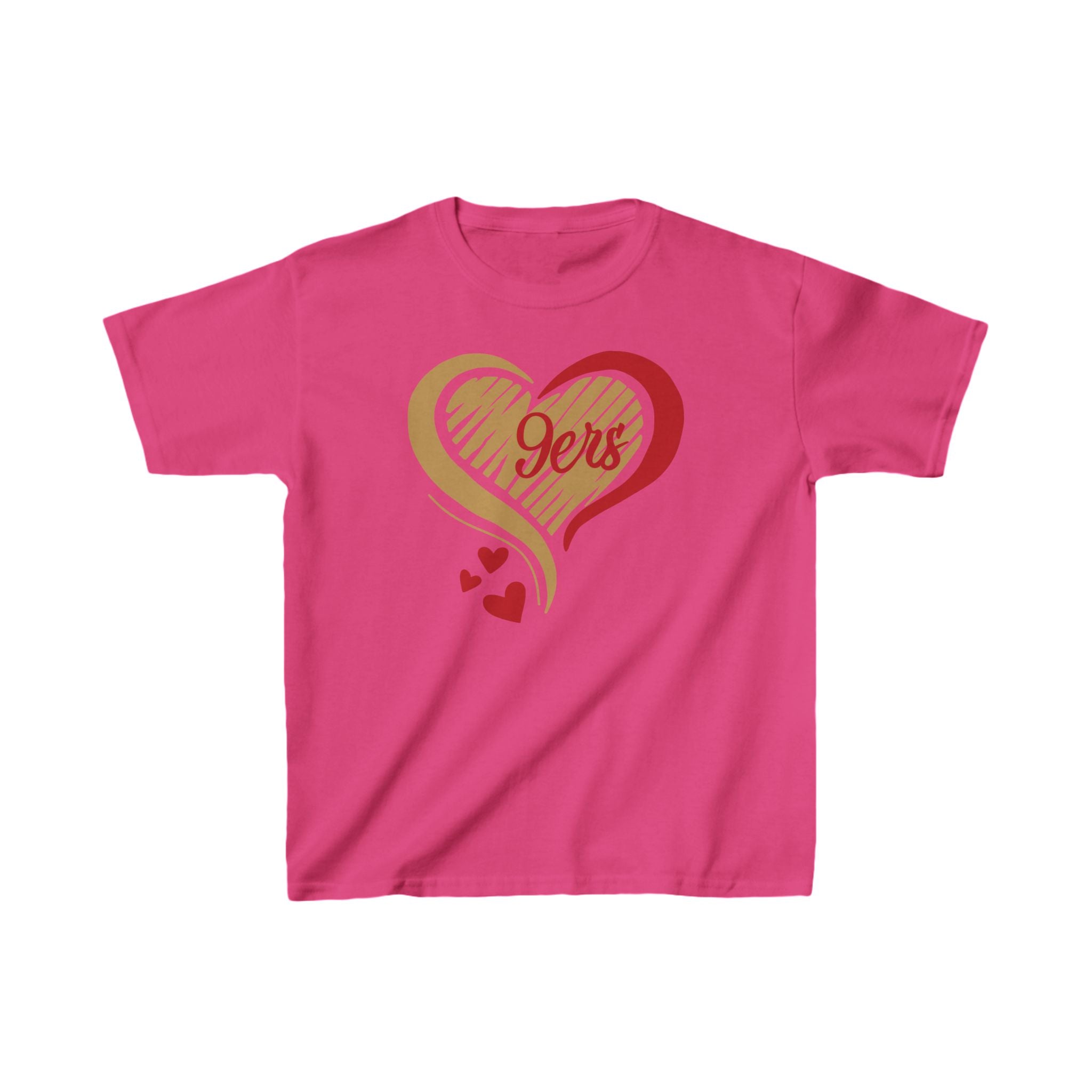 Cute Heart Red Gold SF Shirt, Youth Football Team Top, Boys Girls Sports Tee, San Francisco Tee, Gift Shirt, Unisex Shirt