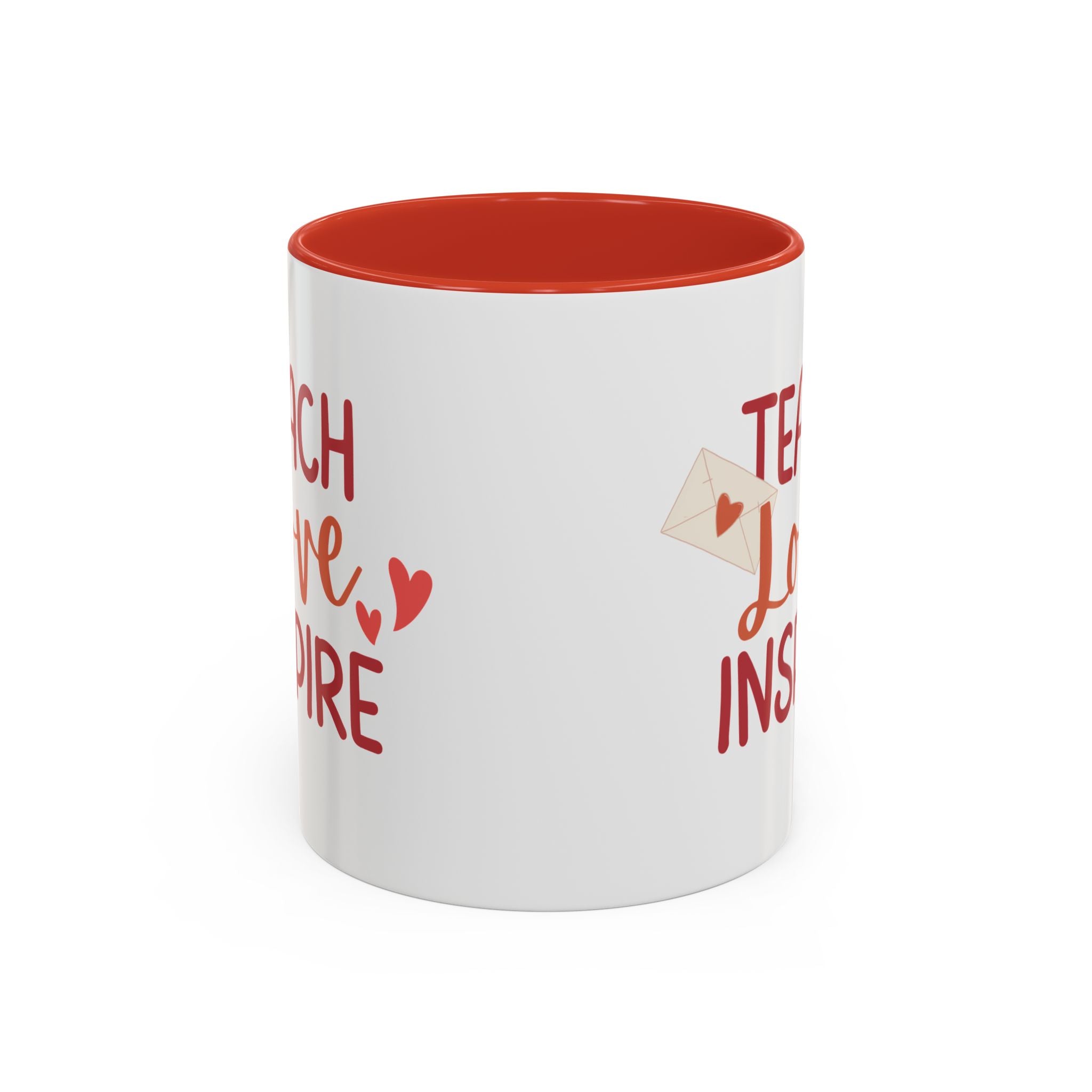 Teach, Love, Inspire Valentine's Design, Holiday Drinkware, Valentines, Christmas Birthday Gifts for Teachers, Coffee Mug for Teacher Valentines Day,