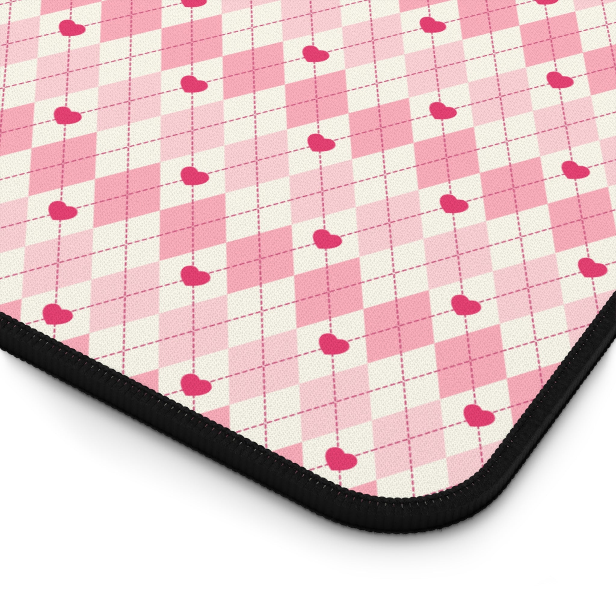 Pink Vintage Heart Love Valentines Gift, Mouse Pad, Desk Matt for Desktop, Cute Desk Pad Mat, XXL Large Mouse Pad for Desk, Anti-Slip Big Mousepad with Stitched Edges, Keyboard Pad Mouse Mat for Computer