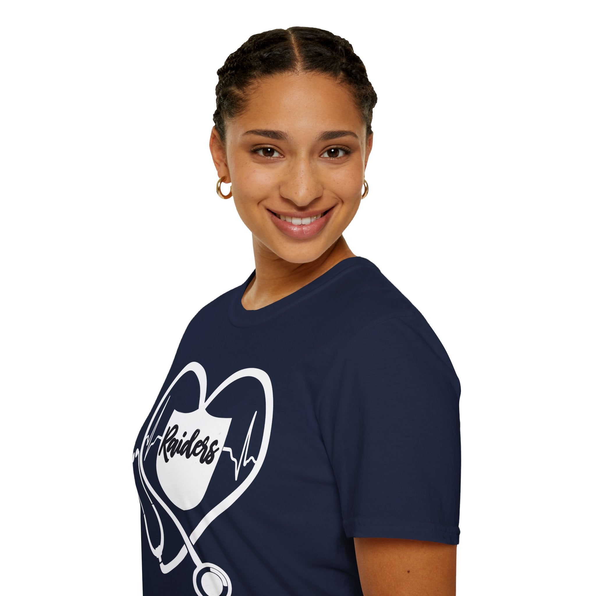 Stethoscope White Raiders Football T-Shirt, Sports Team Shirt, Fan Game Day Clothing, Football Fan Gift, Team Spirit Tee