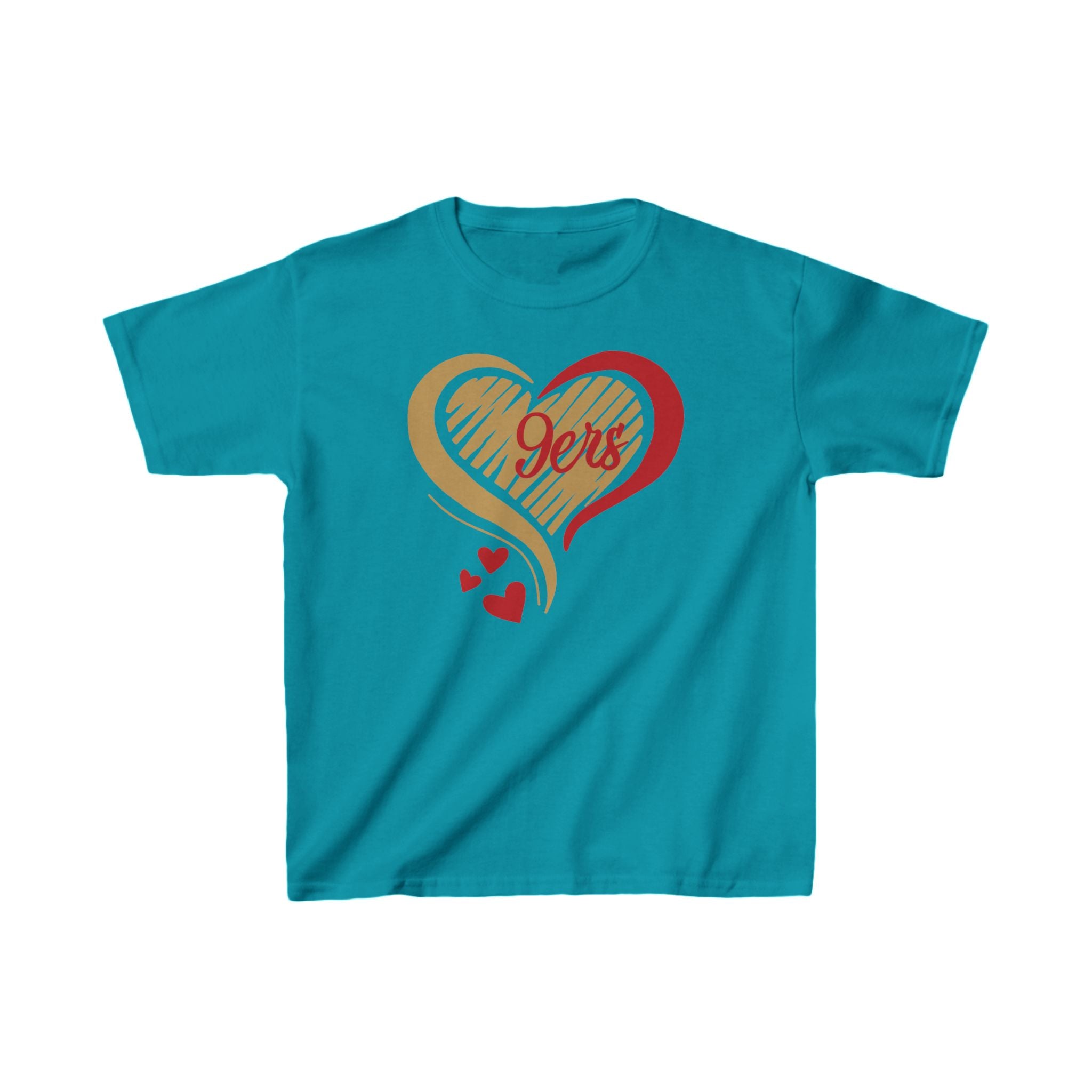 Cute Heart Red Gold SF Shirt, Youth Football Team Top, Boys Girls Sports Tee, San Francisco Tee, Gift Shirt, Unisex Shirt