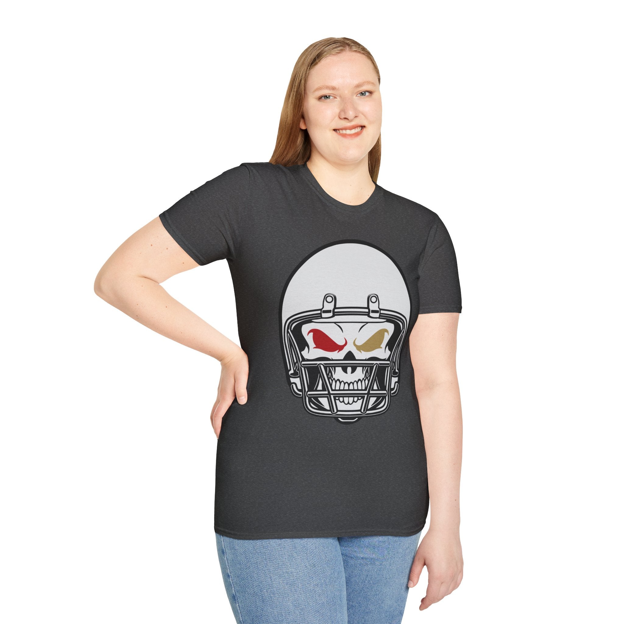 SF Football Skull Helmet T-Shirt - Unique Fan Apparel, Football Team Tee, Game Day Shirt, Sporty Top, Men's Women's Clothing