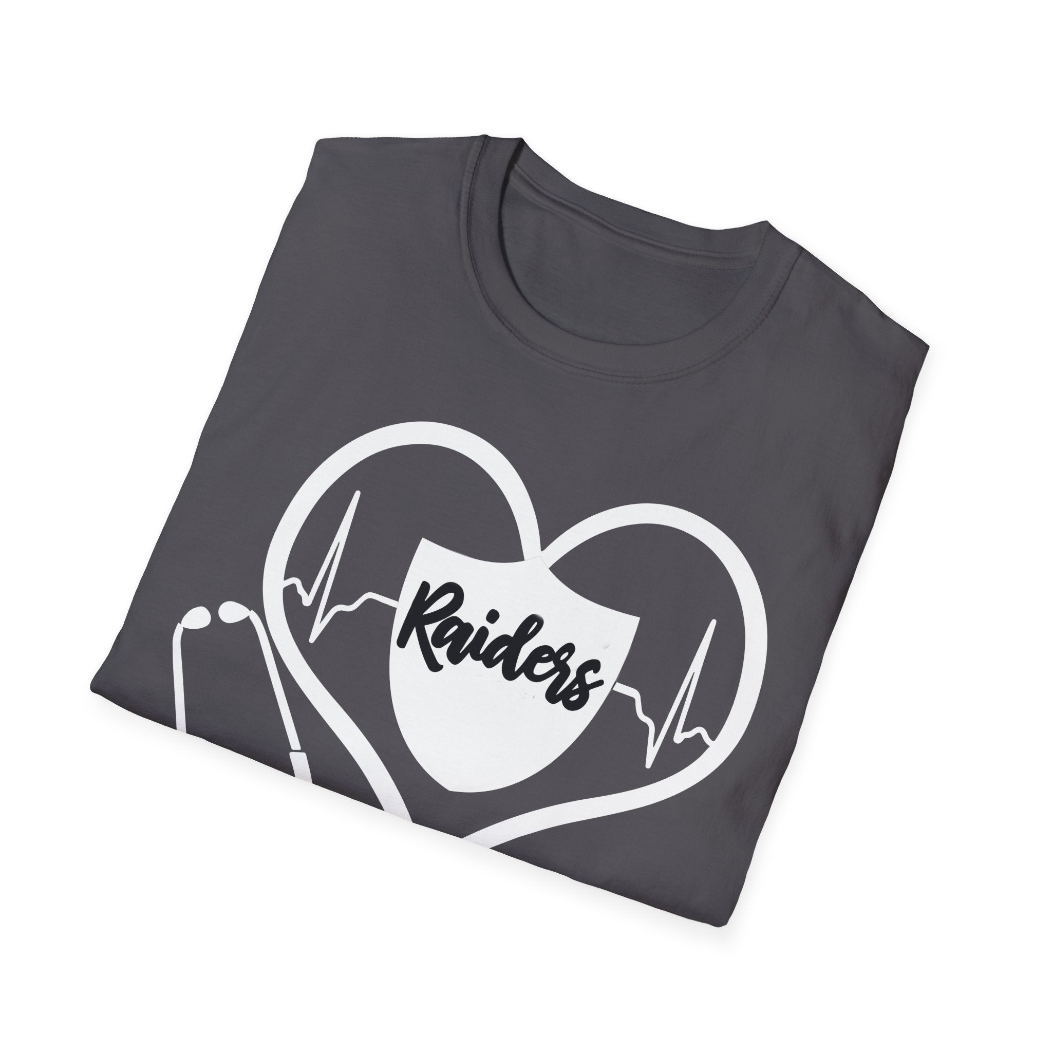 Stethoscope White Raiders Football T-Shirt, Sports Team Shirt, Fan Game Day Clothing, Football Fan Gift, Team Spirit Tee