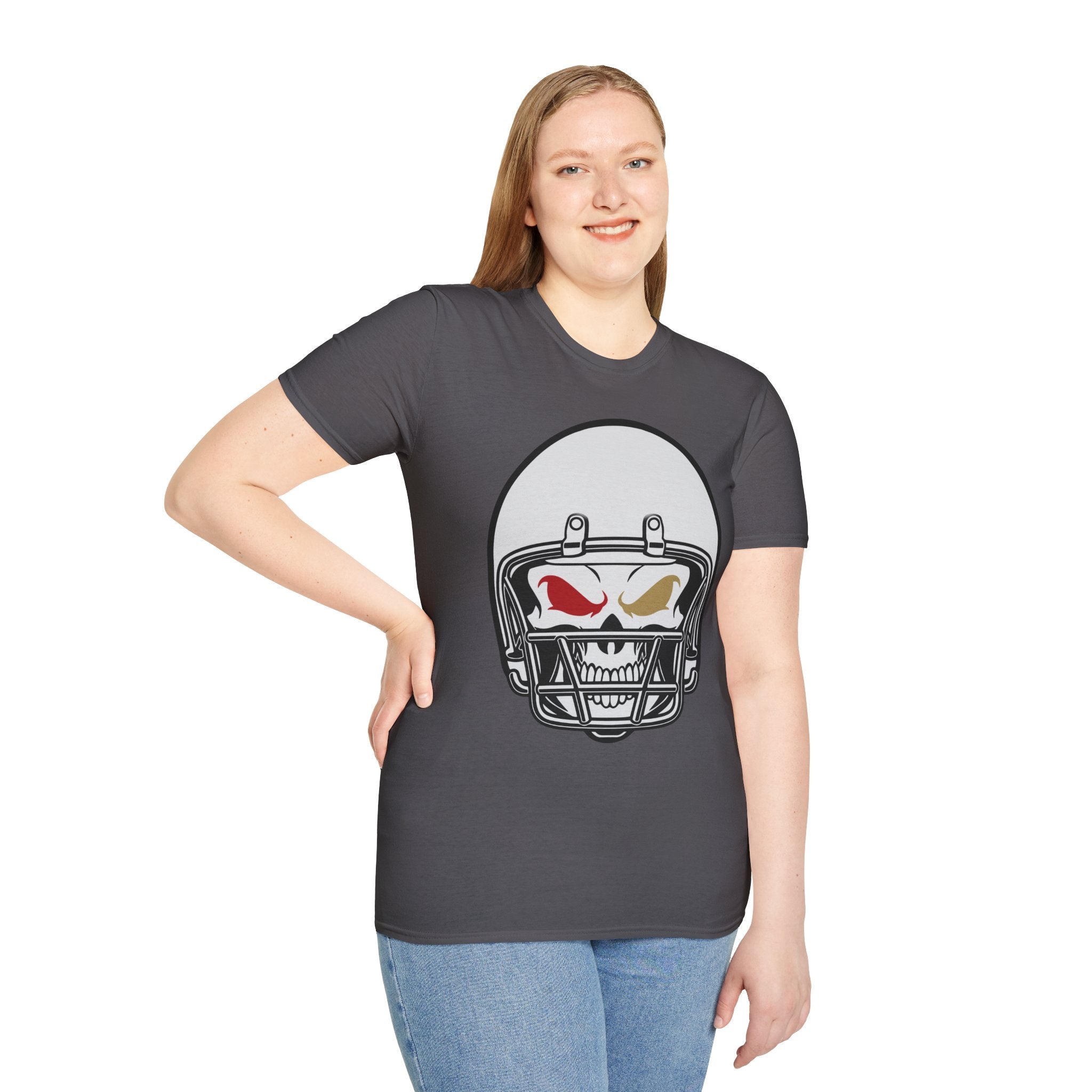 SF Football Skull Helmet T-Shirt - Unique Fan Apparel, Football Team Tee, Game Day Shirt, Sporty Top, Men's Women's Clothing