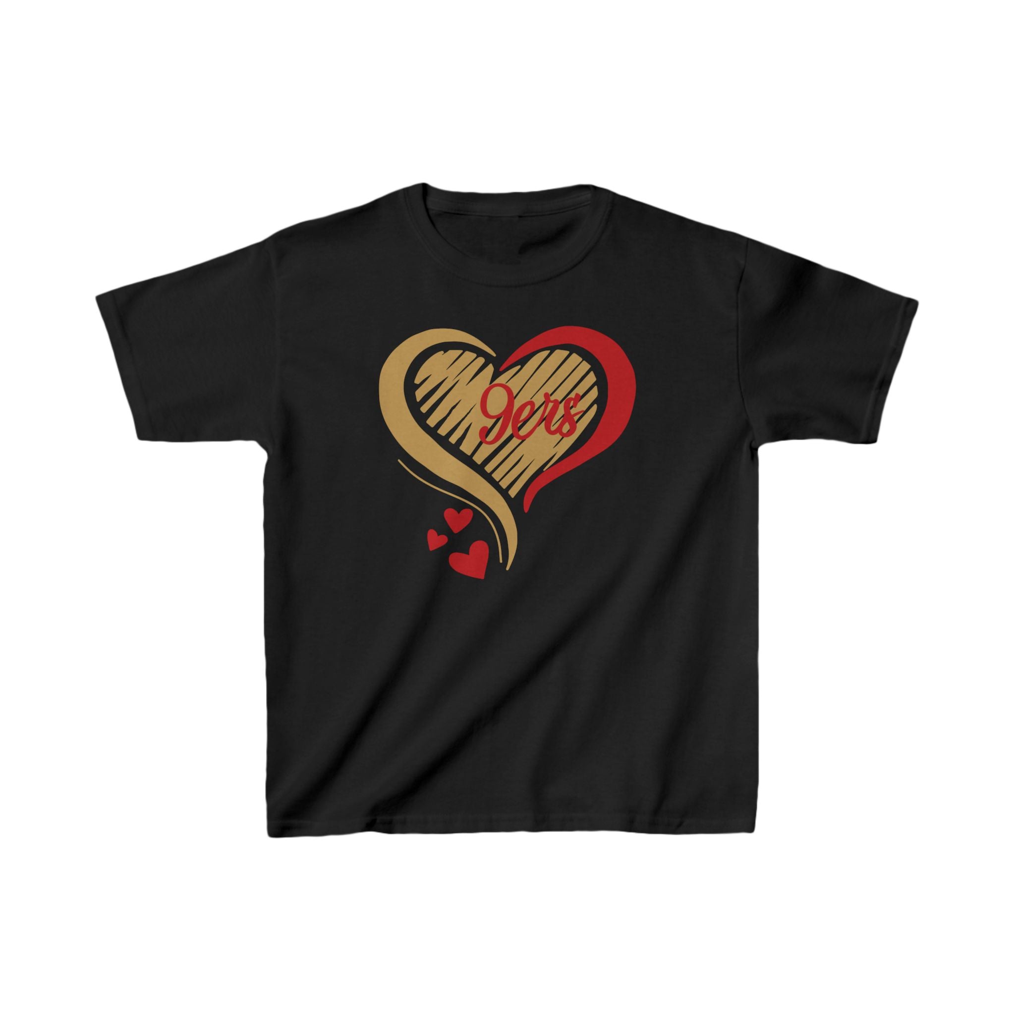 Cute Heart Red Gold SF Shirt, Youth Football Team Top, Boys Girls Sports Tee, San Francisco Tee, Gift Shirt, Unisex Shirt