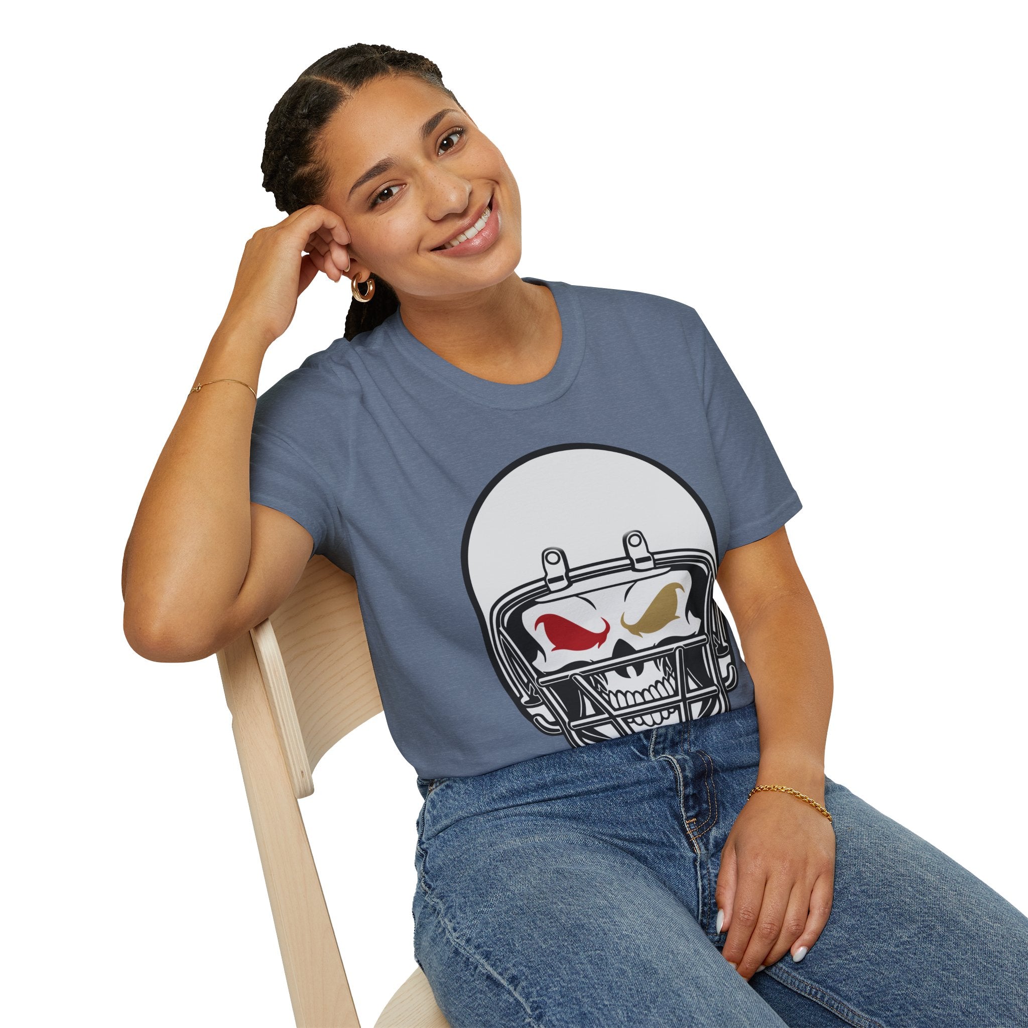 SF Football Skull Helmet T-Shirt - Unique Fan Apparel, Football Team Tee, Game Day Shirt, Sporty Top, Men's Women's Clothing