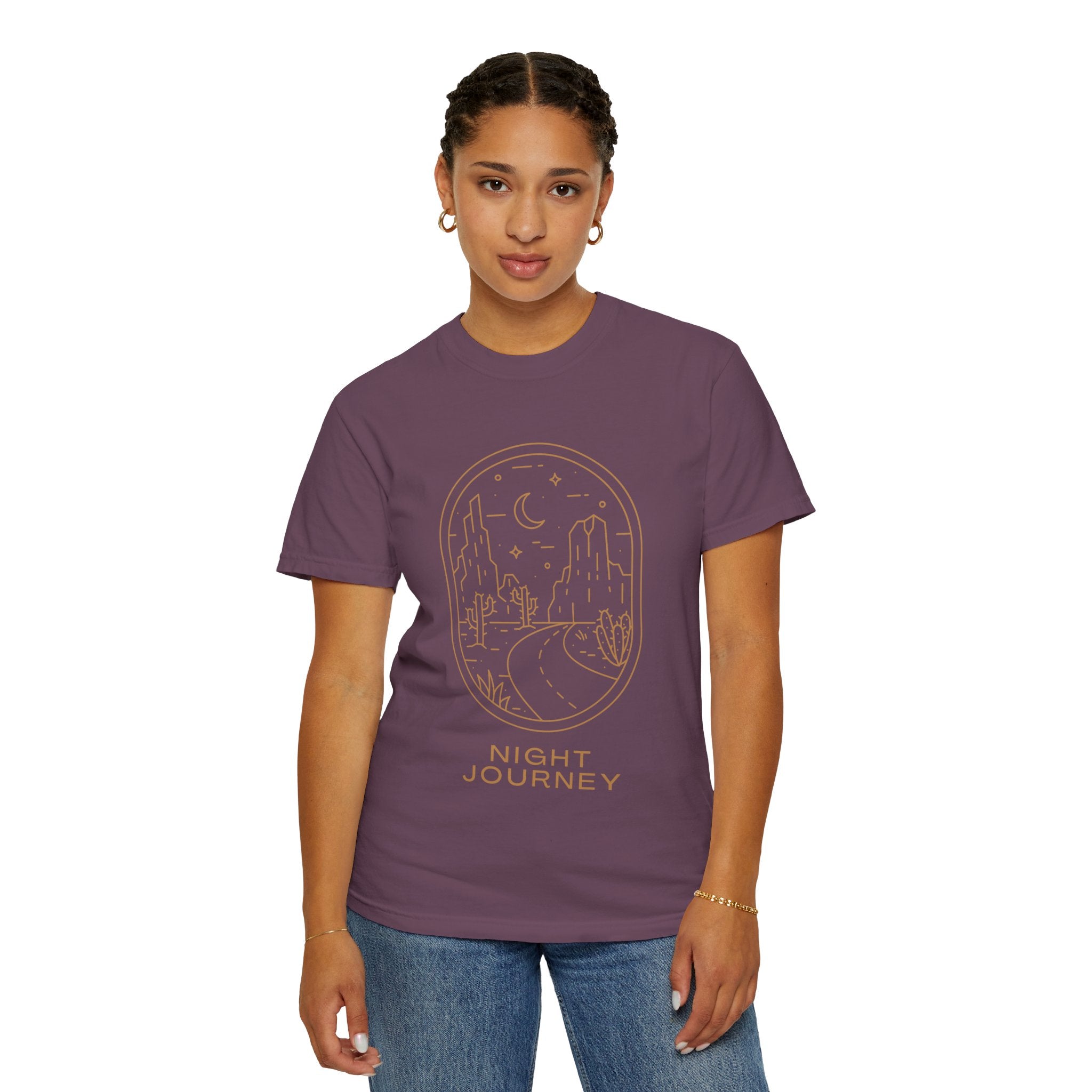Night Journey, Graphic Design Unisex T-shirt, Casual Cotton Outwear, Gift for Him- Gift for Her, Stylish Tee, Cool Shirt, Trendy Apparel, Comfortable Top,