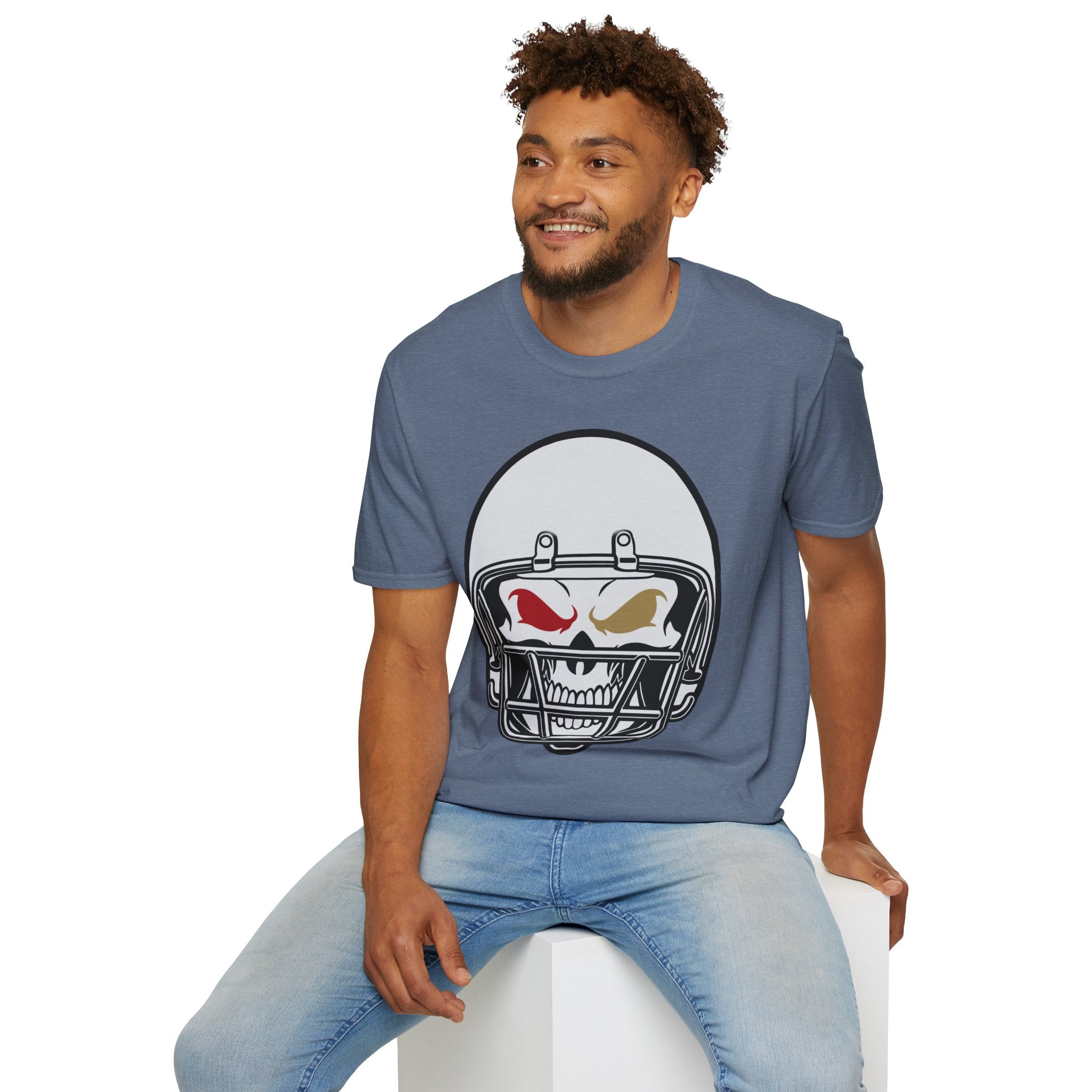 SF Football Skull Helmet T-Shirt - Unique Fan Apparel, Football Team Tee, Game Day Shirt, Sporty Top, Men's Women's Clothing