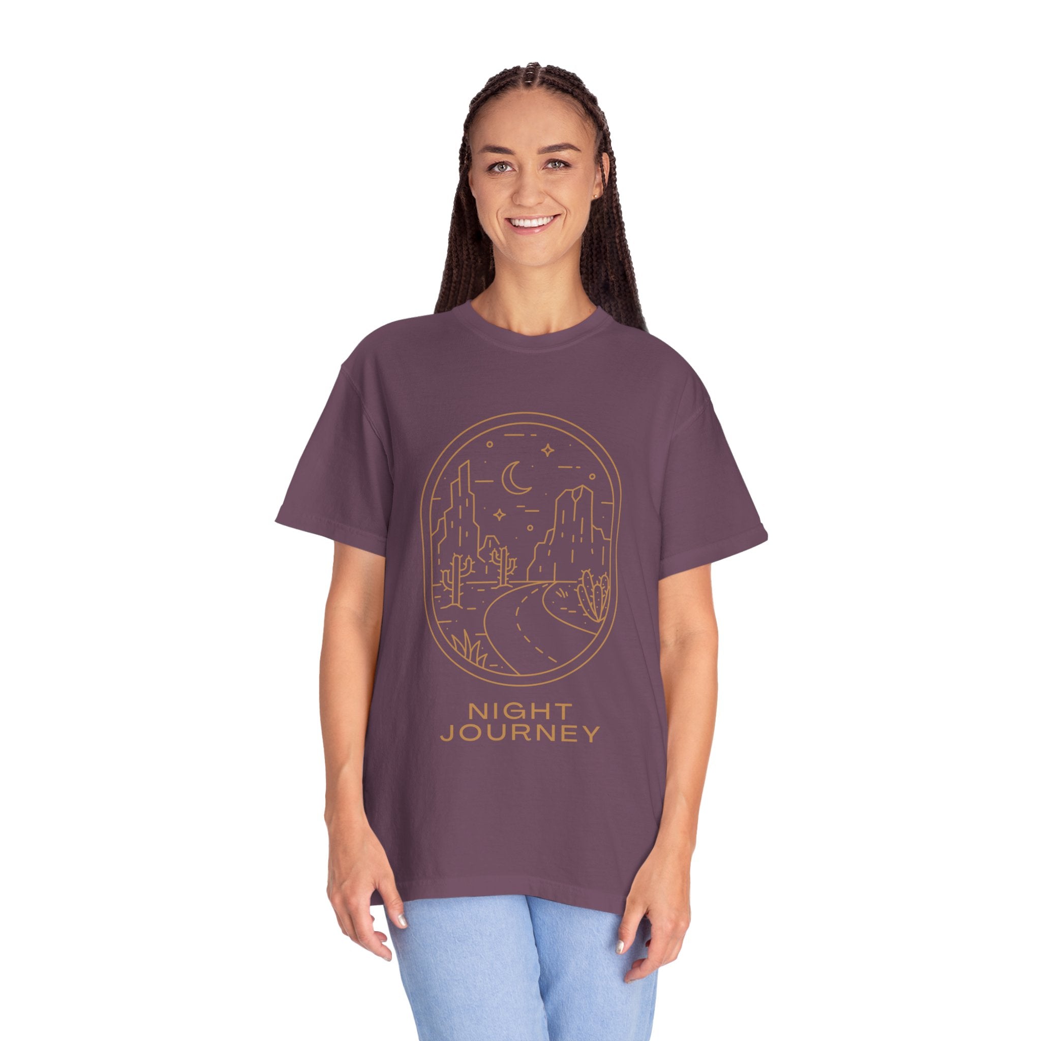 Night Journey, Graphic Design Unisex T-shirt, Casual Cotton Outwear, Gift for Him- Gift for Her, Stylish Tee, Cool Shirt, Trendy Apparel, Comfortable Top,