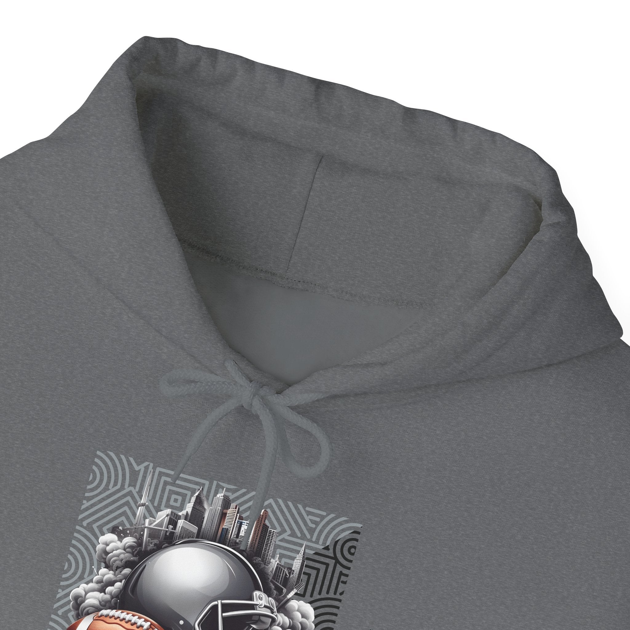 Gray Football and Helmet Shield Raiders Hoodie - Bold and Dominant, Ultimate Game-Day Gear, Raiders Football Hoodie Unisex