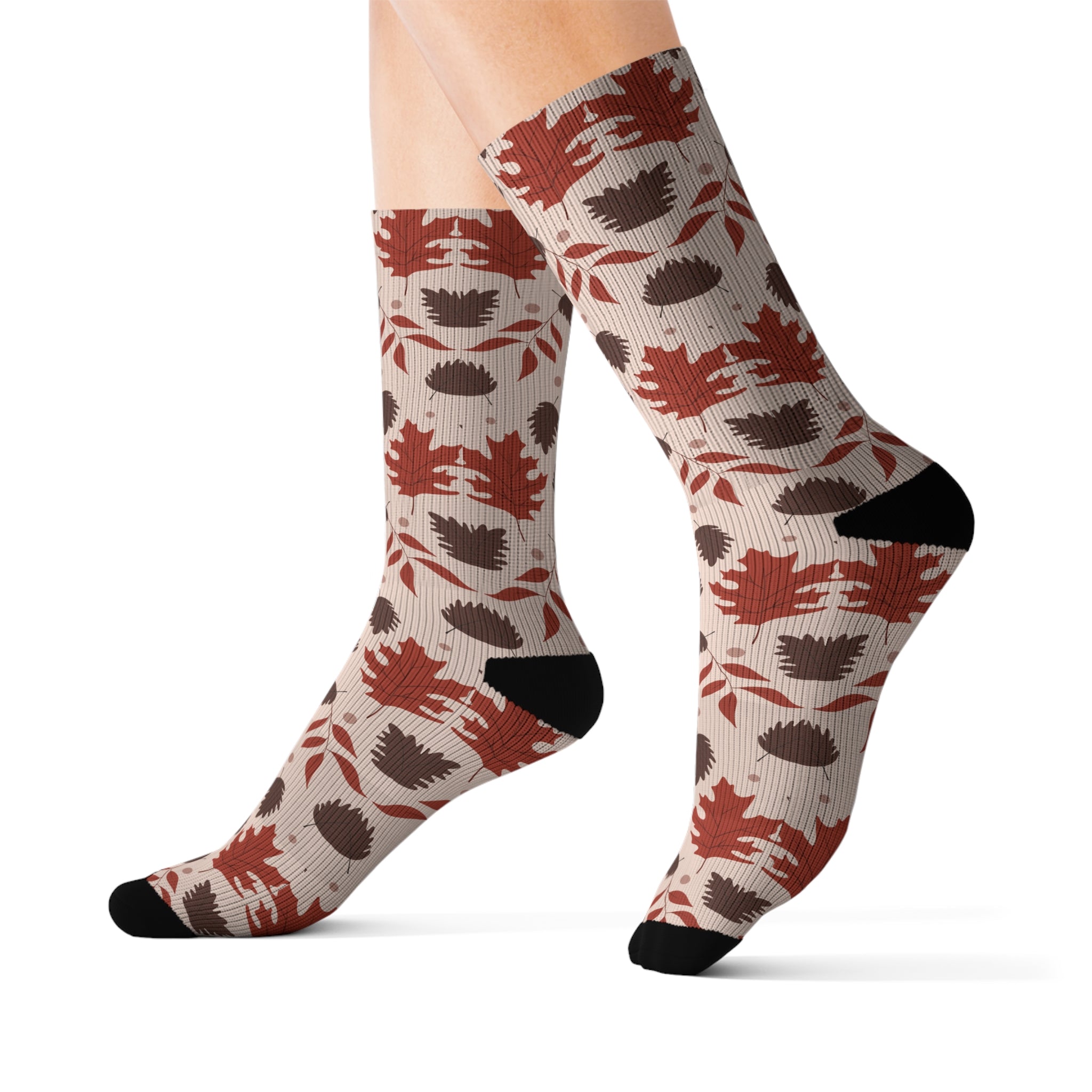 Autumn Leaves Brown Socks Warm Crew Socks Socks for everyday wear