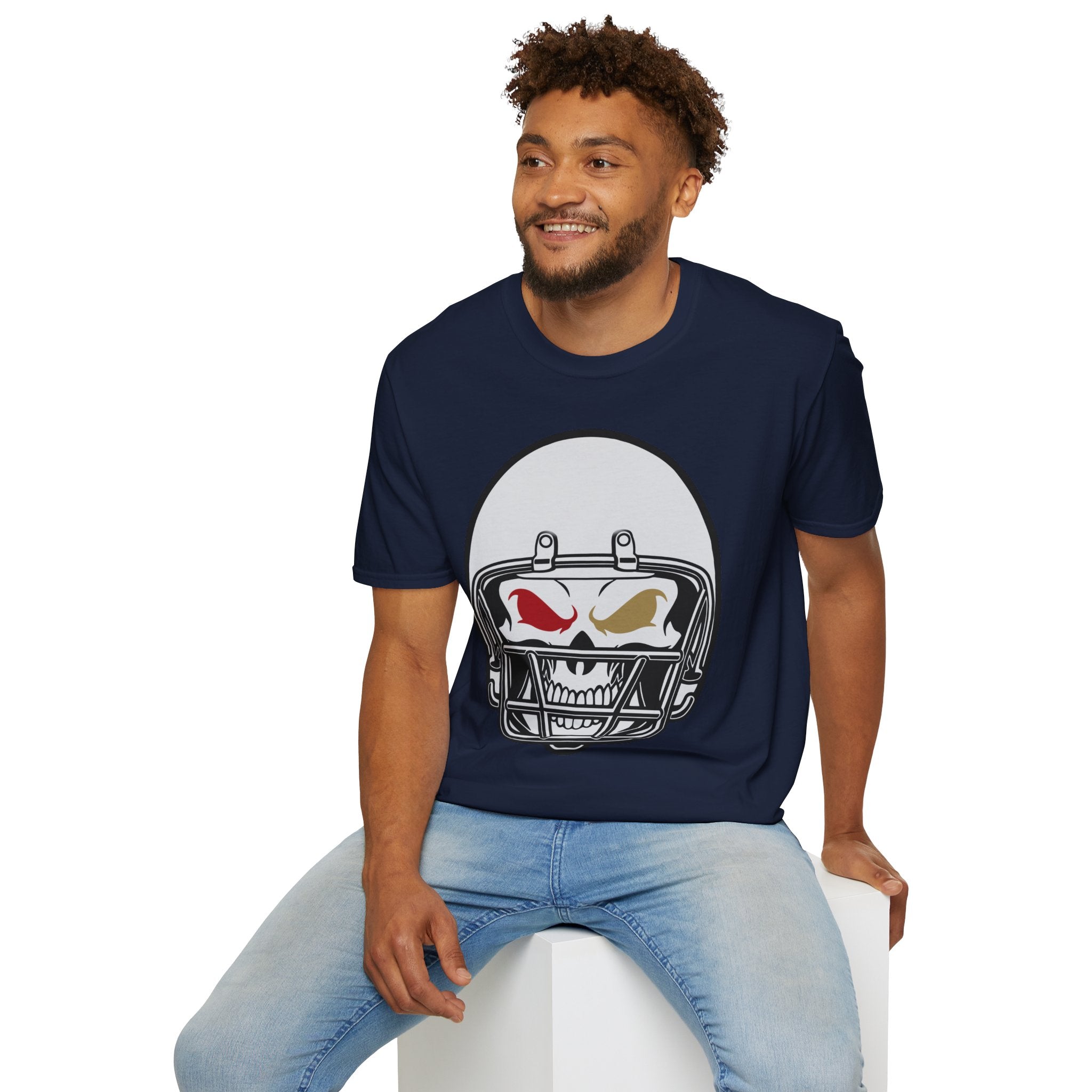 SF Football Skull Helmet T-Shirt - Unique Fan Apparel, Football Team Tee, Game Day Shirt, Sporty Top, Men's Women's Clothing