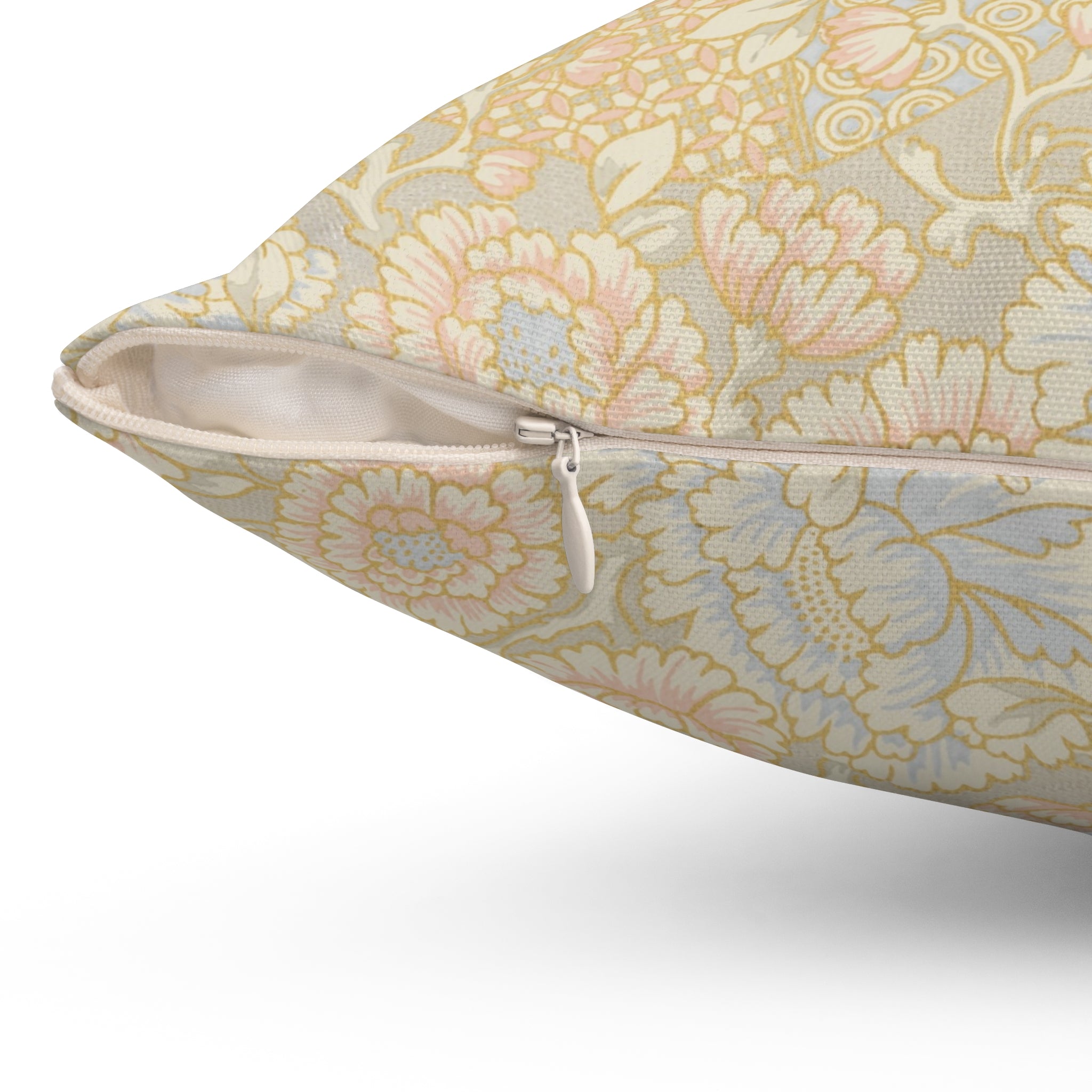 Floral Gold Elegant Vintage Pattern Print Pillow Covers, Decorative Couch Sofa Accent Pillows, Living Room Spun Polyester Square Pillow