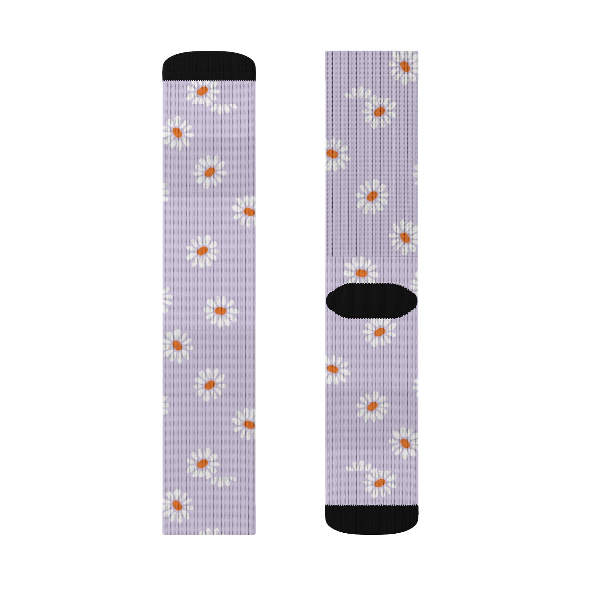 Pastel Purple Flower Pattern Hearts Socks Warm Crew Socks Socks for everyday wear