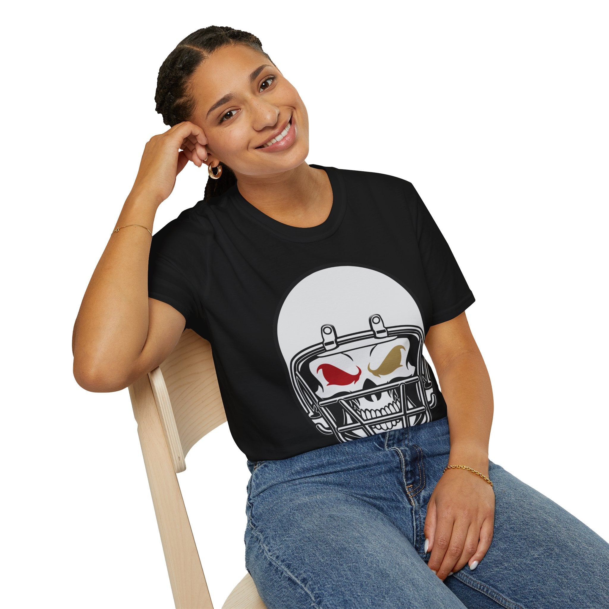 SF Football Skull Helmet T-Shirt - Unique Fan Apparel, Football Team Tee, Game Day Shirt, Sporty Top, Men's Women's Clothing
