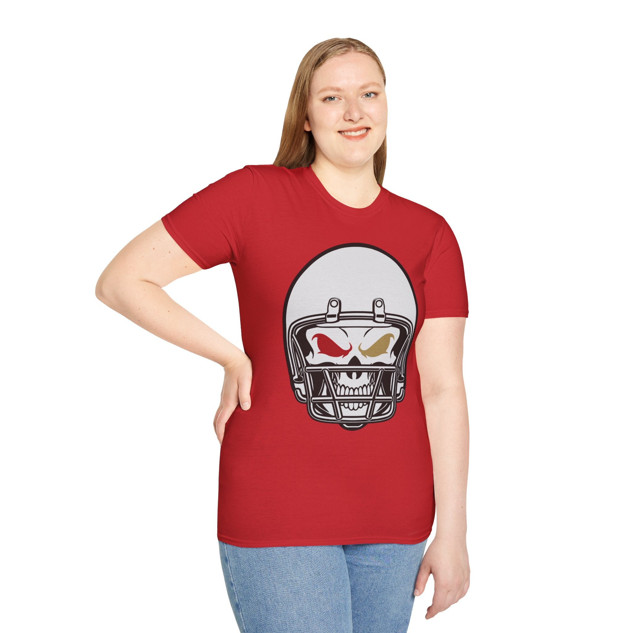 SF Football Skull Helmet T-Shirt - Unique Fan Apparel, Football Team Tee, Game Day Shirt, Sporty Top, Men's Women's Clothing
