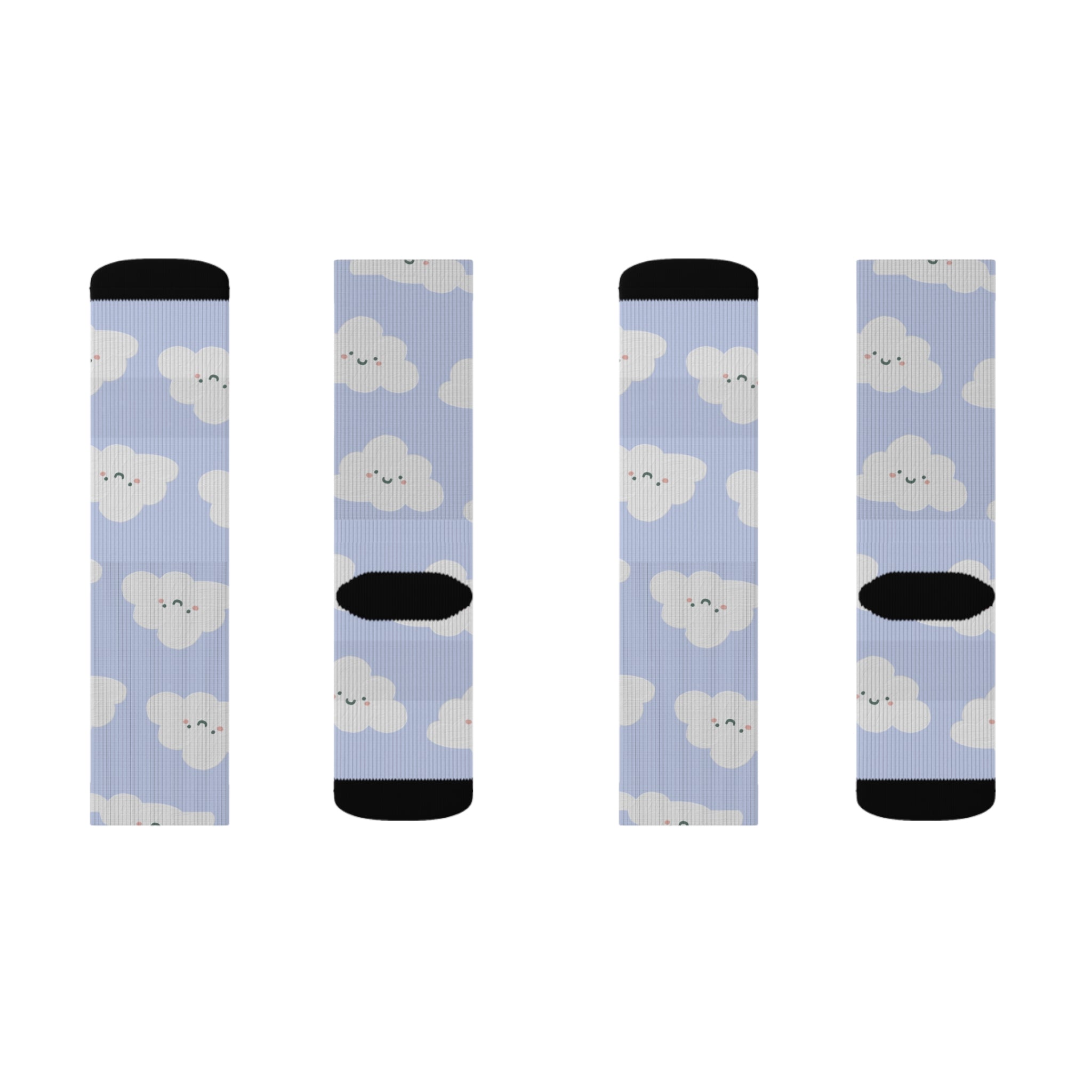 Blue and White Clouds Cute Simple Socks Warm Crew Socks Socks for everyday wear
