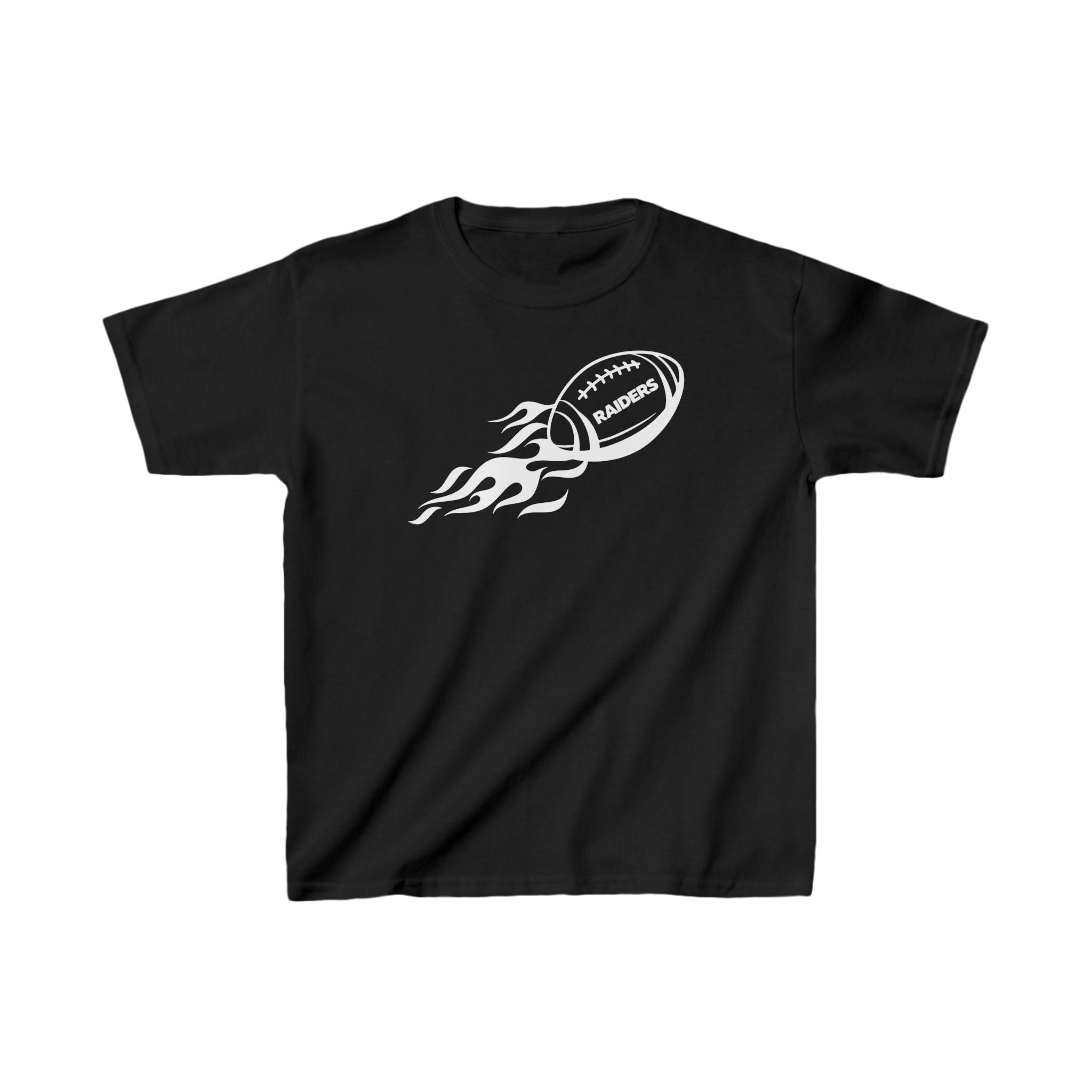 White Football on Flame Raiders Shirt for Kids, Gift Fan Sports Shirt, Children Shirt Clothing, Youth Team Game Day Shirt
