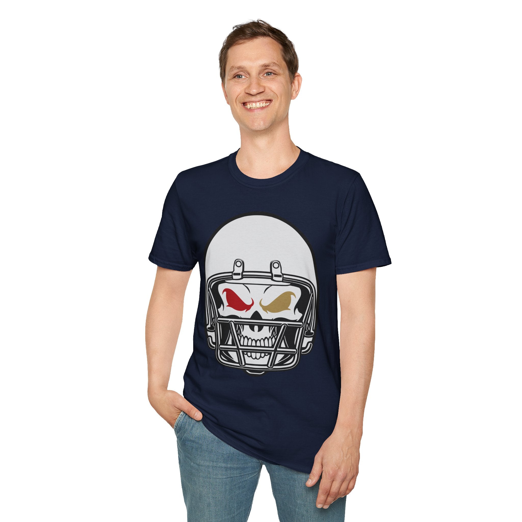 SF Football Skull Helmet T-Shirt - Unique Fan Apparel, Football Team Tee, Game Day Shirt, Sporty Top, Men's Women's Clothing