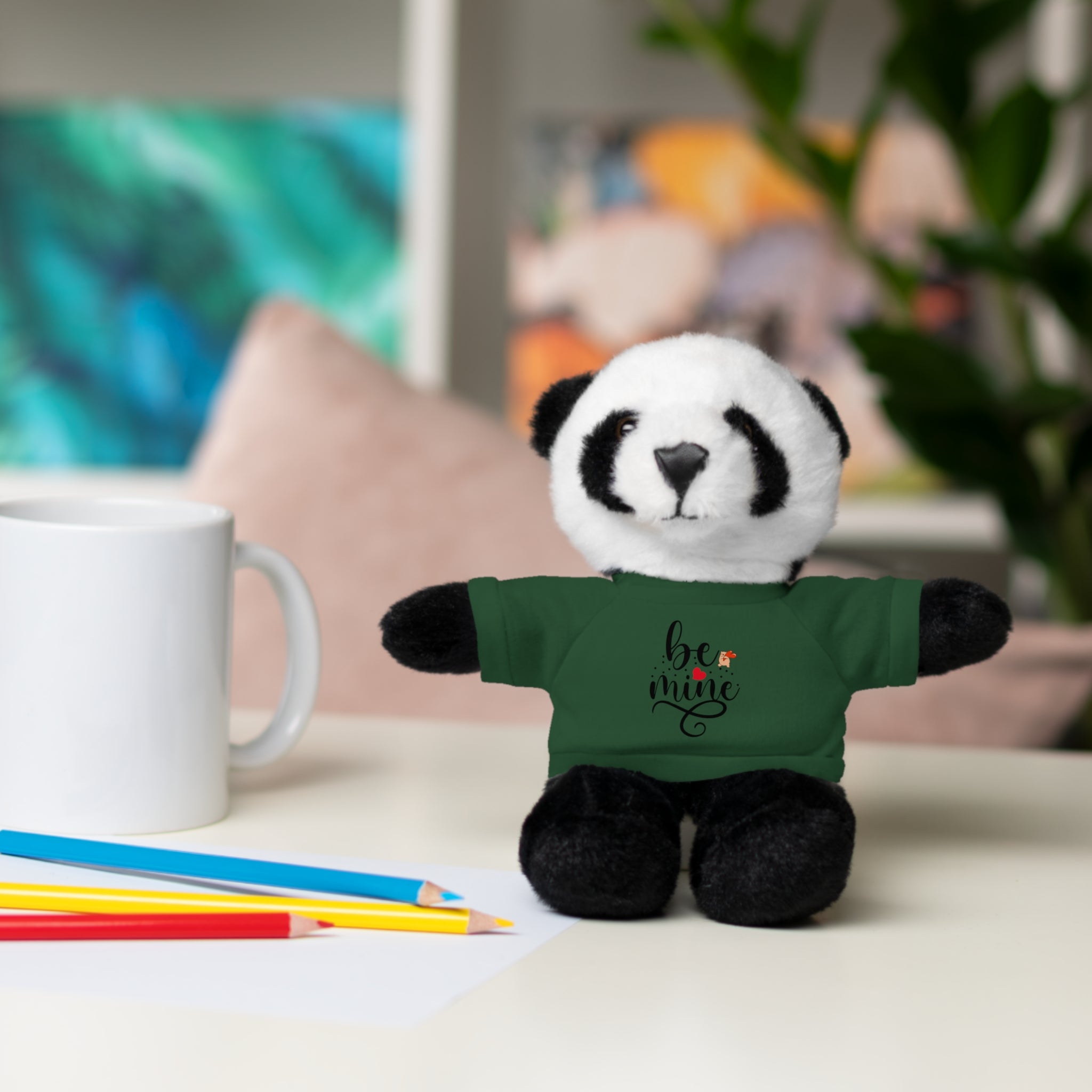 Lovely Panda Plushy, Be Mine, Stuffed Animals Shirt Printed, Suitable for Soft Valentine's Day Gift for Her, Him