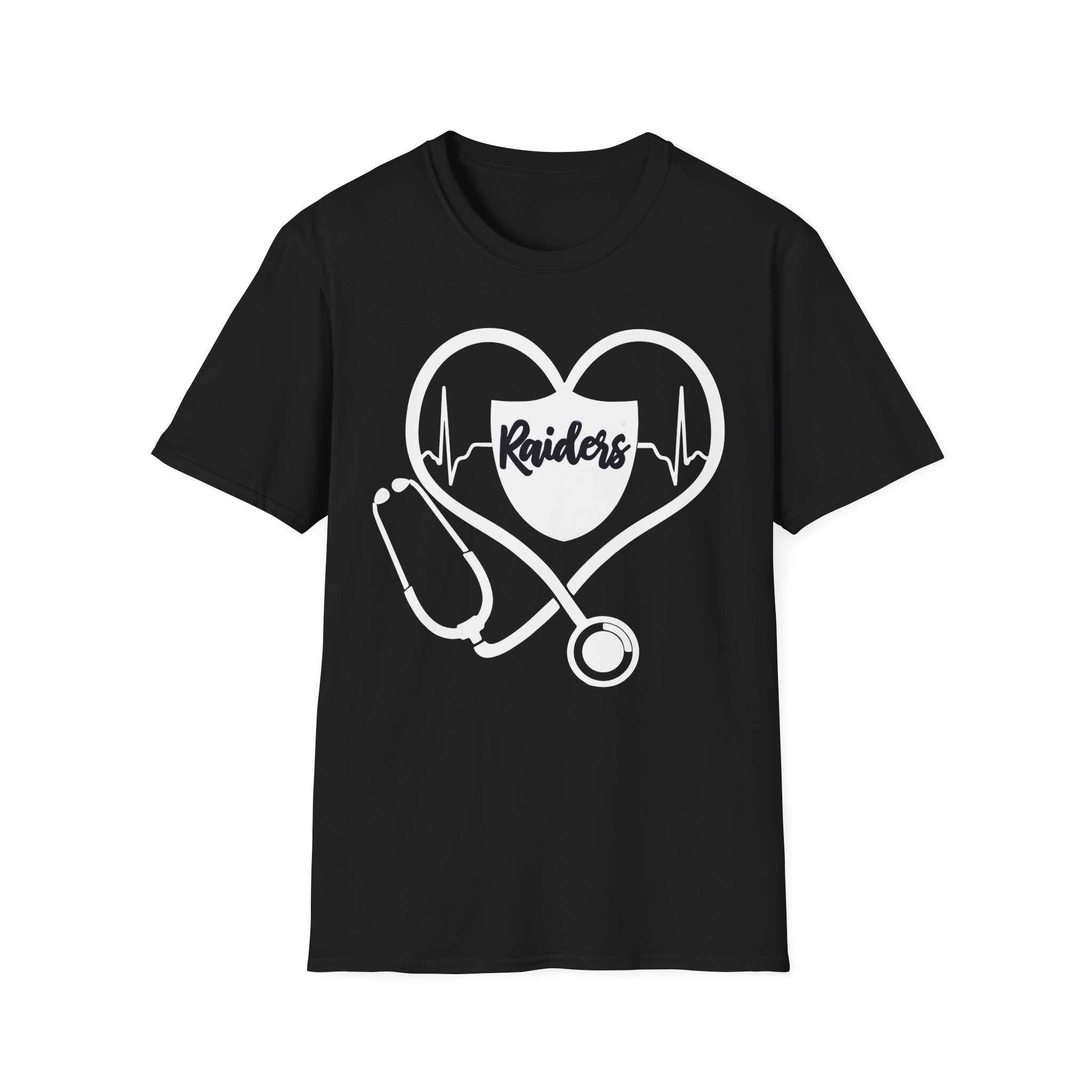 Stethoscope White Raiders Football T-Shirt, Sports Team Shirt, Fan Game Day Clothing, Football Fan Gift, Team Spirit Tee