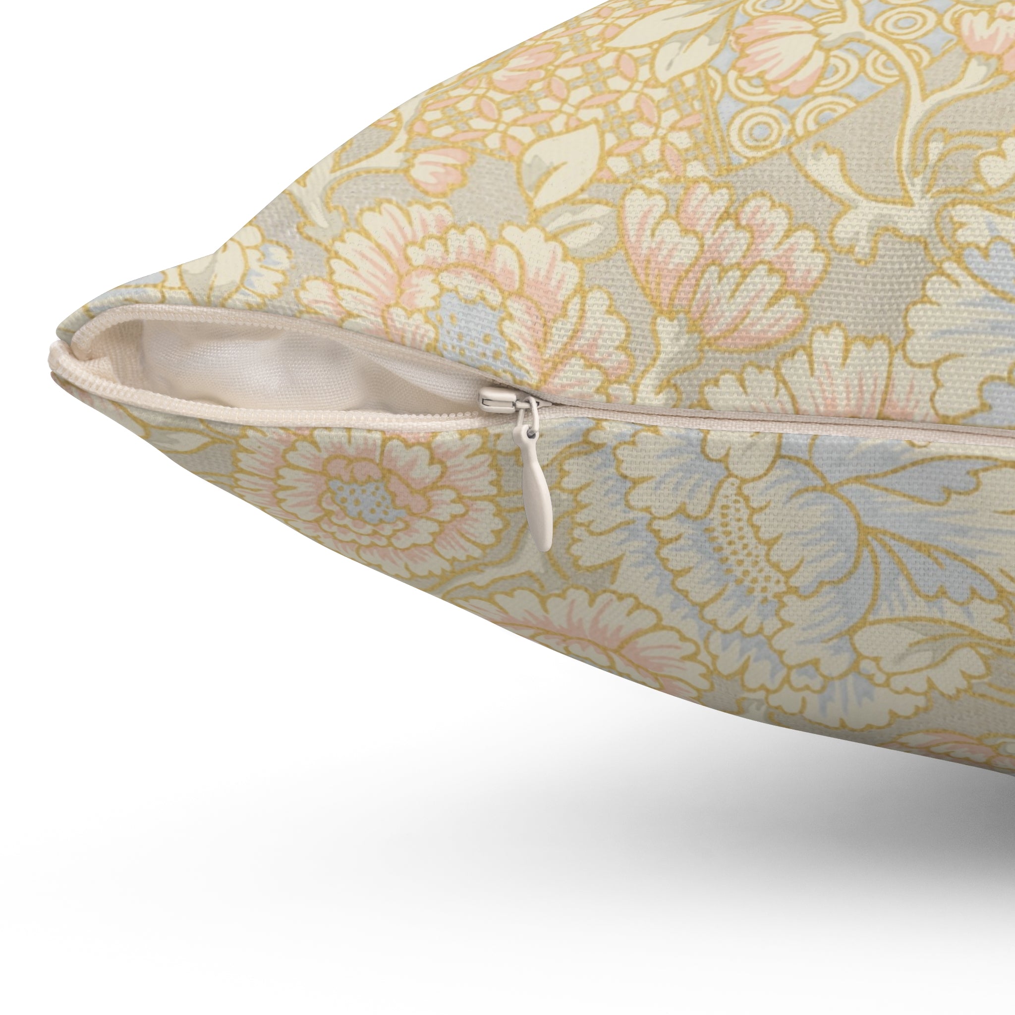 Floral Gold Elegant Vintage Pattern Print Pillow Covers, Decorative Couch Sofa Accent Pillows, Living Room Spun Polyester Square Pillow