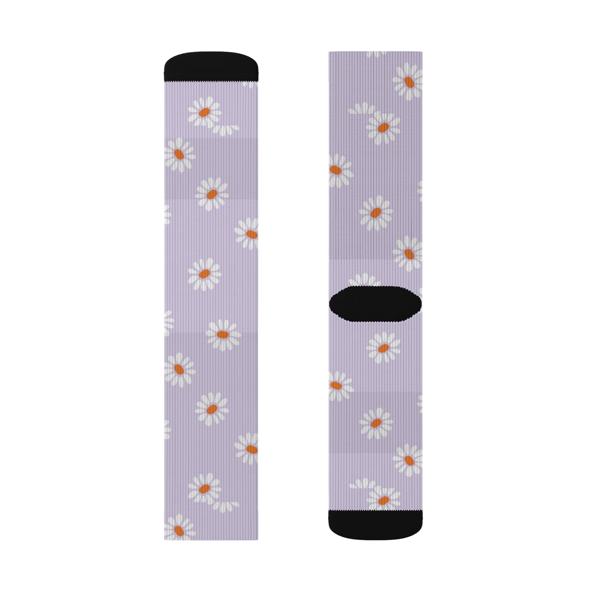 Pastel Purple Flower Pattern Hearts Socks Warm Crew Socks Socks for everyday wear