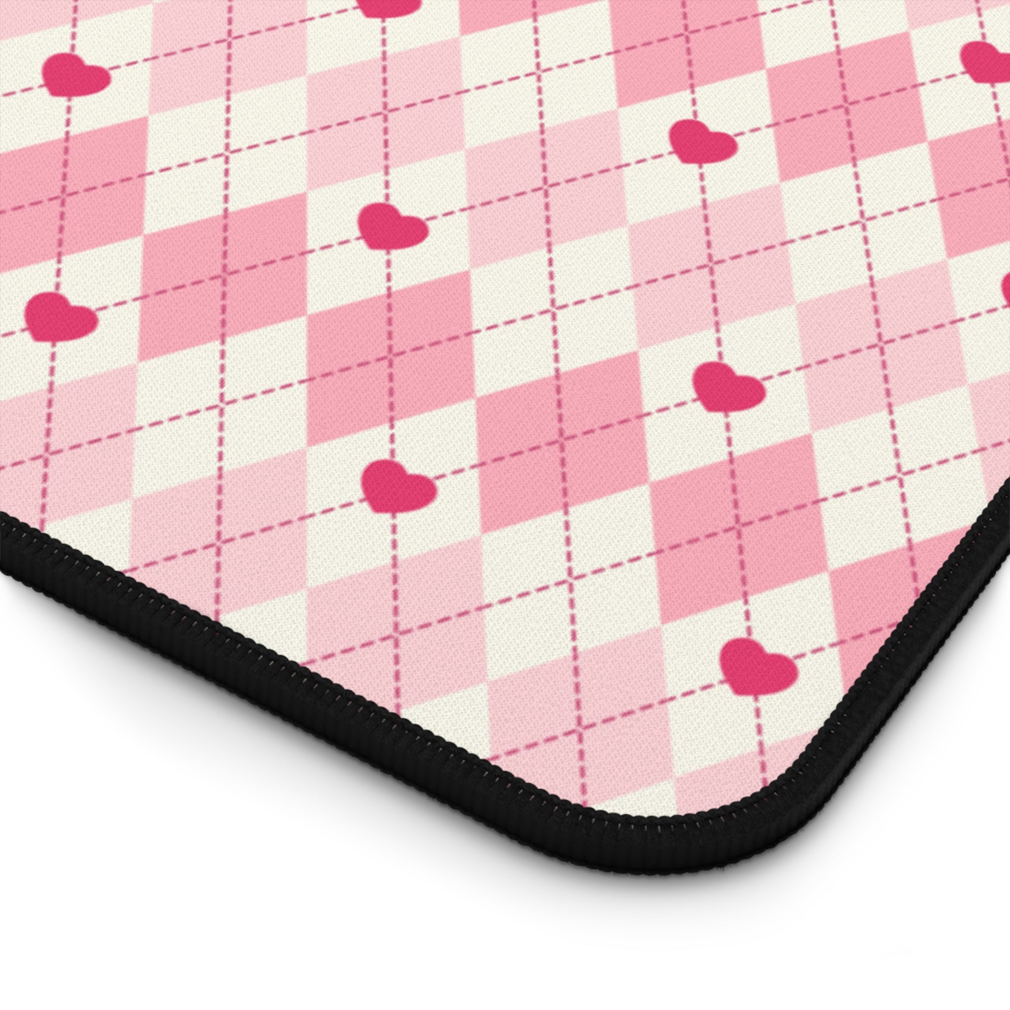 Pink Vintage Heart Love Valentines Gift, Mouse Pad, Desk Matt for Desktop, Cute Desk Pad Mat, XXL Large Mouse Pad for Desk, Anti-Slip Big Mousepad with Stitched Edges, Keyboard Pad Mouse Mat for Computer