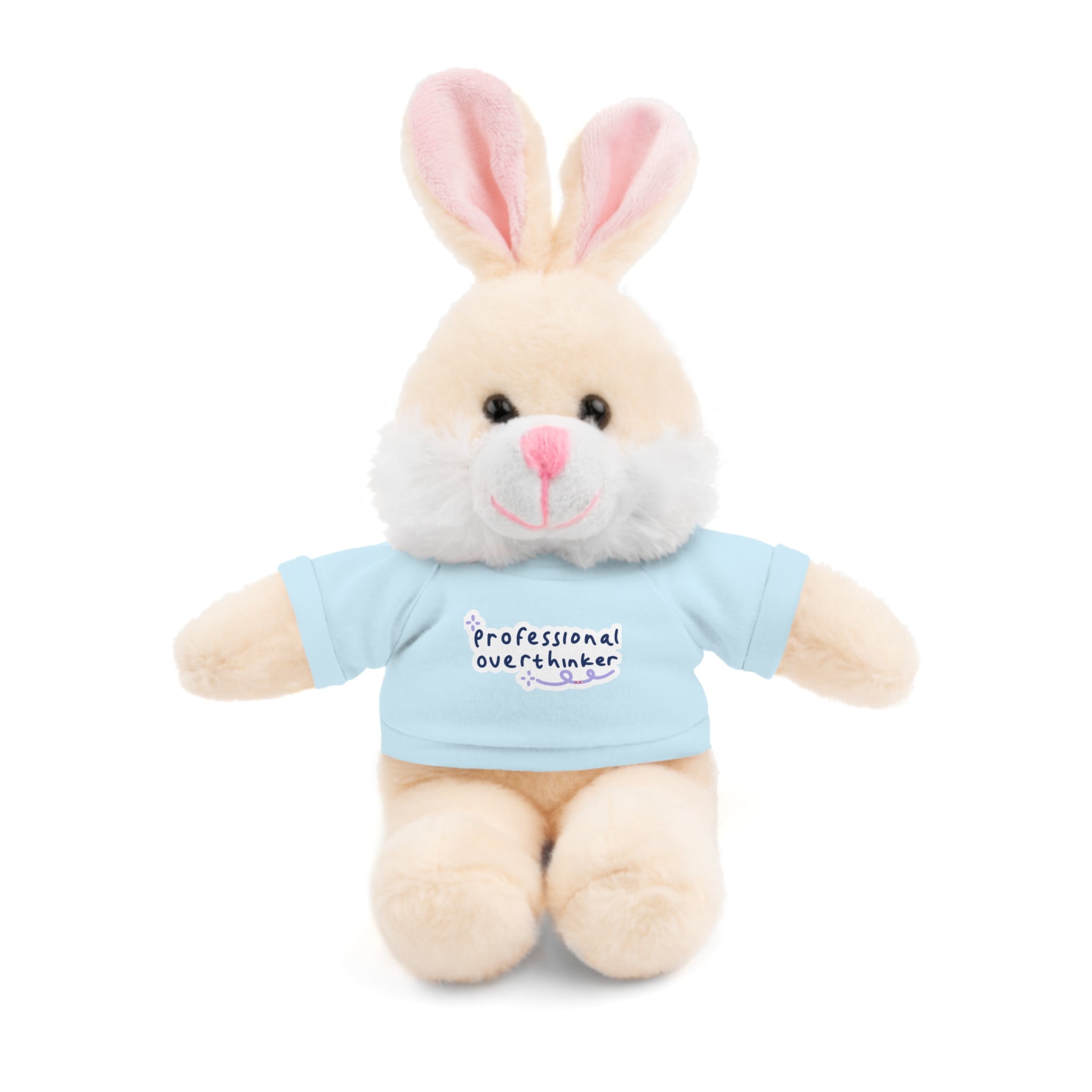 Bunny Plushy, Funny Professional Overthinker, Stuffed Animals Shirt Printed, Suitable for Soft Valentine's Day Gift