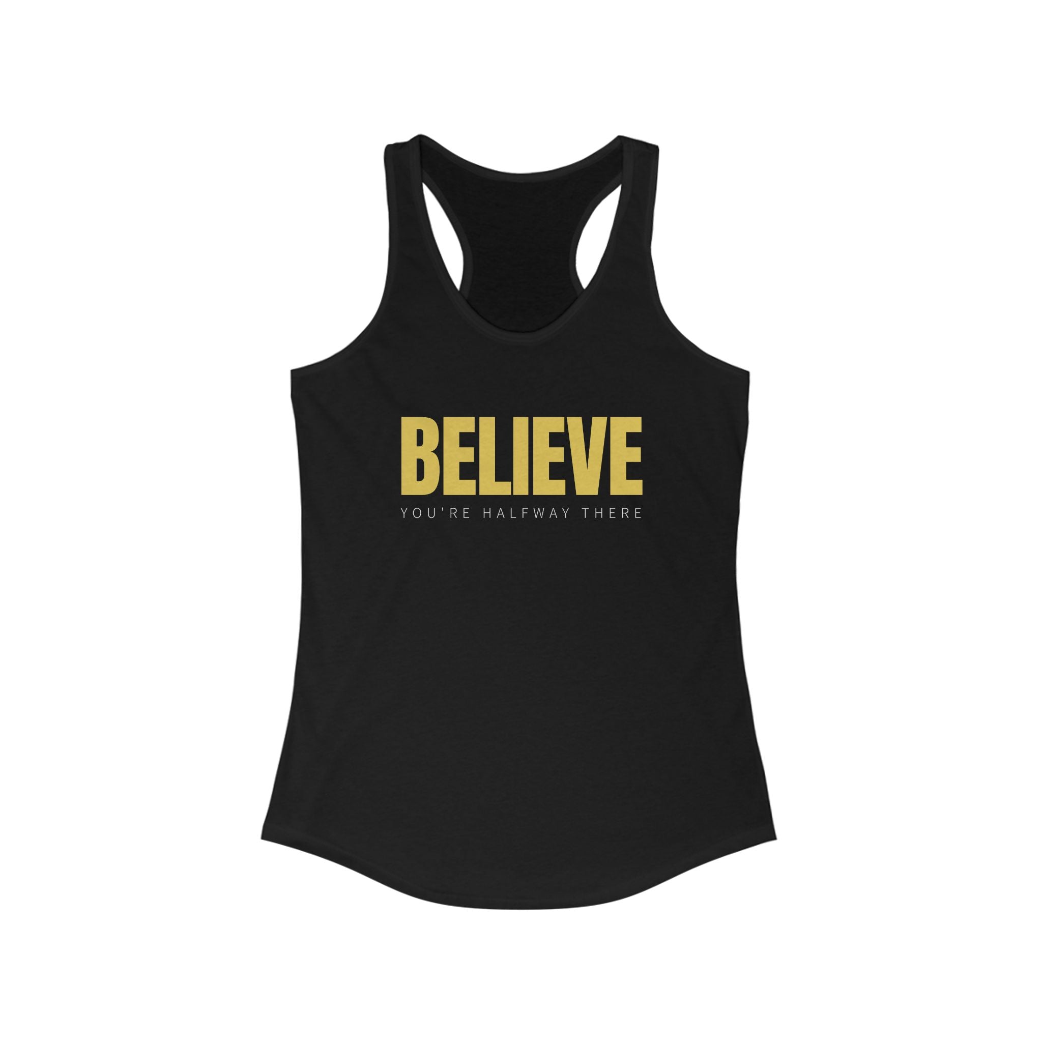 Workout Tank Tops for Women - Gym Exercise Athletic - Yoga Tops Racerback Sports Shirts - Believe - Shirt Print
