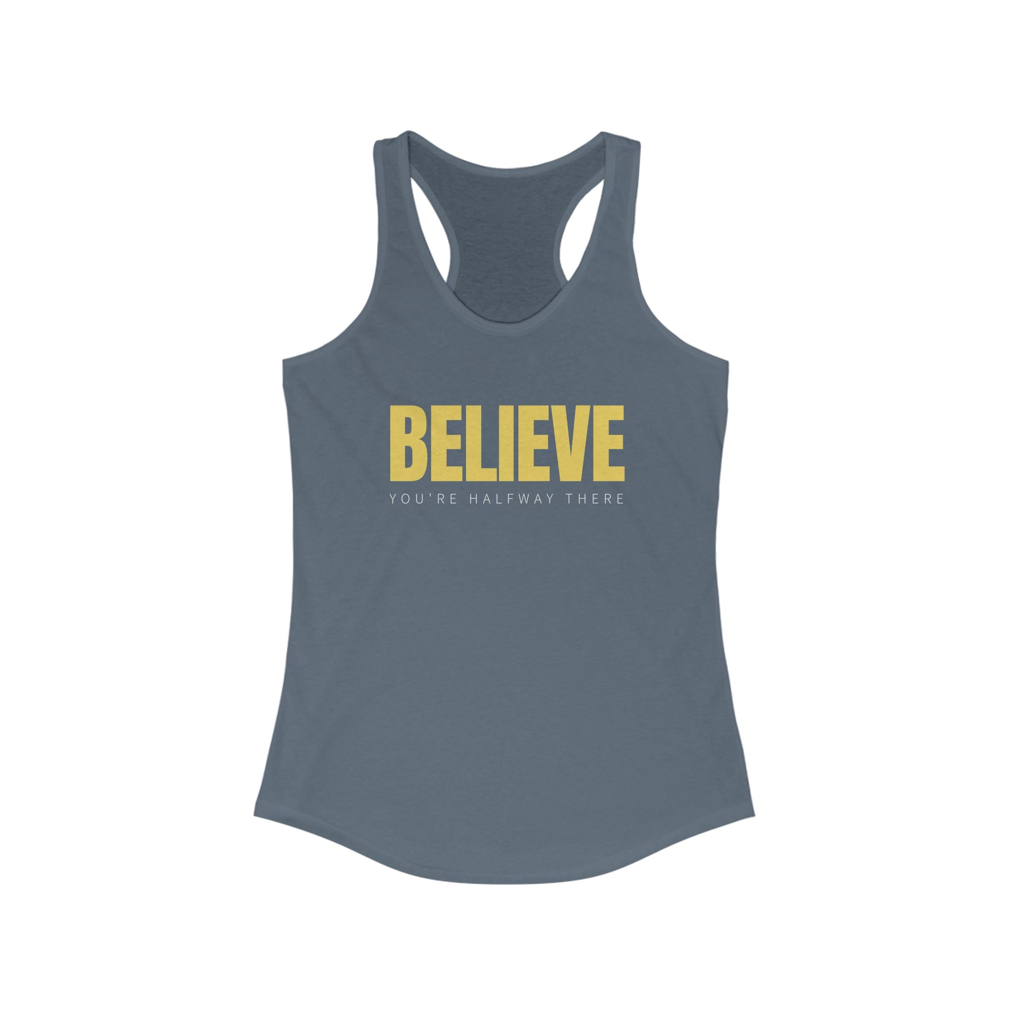 Workout Tank Tops for Women - Gym Exercise Athletic - Yoga Tops Racerback Sports Shirts - Believe - Shirt Print
