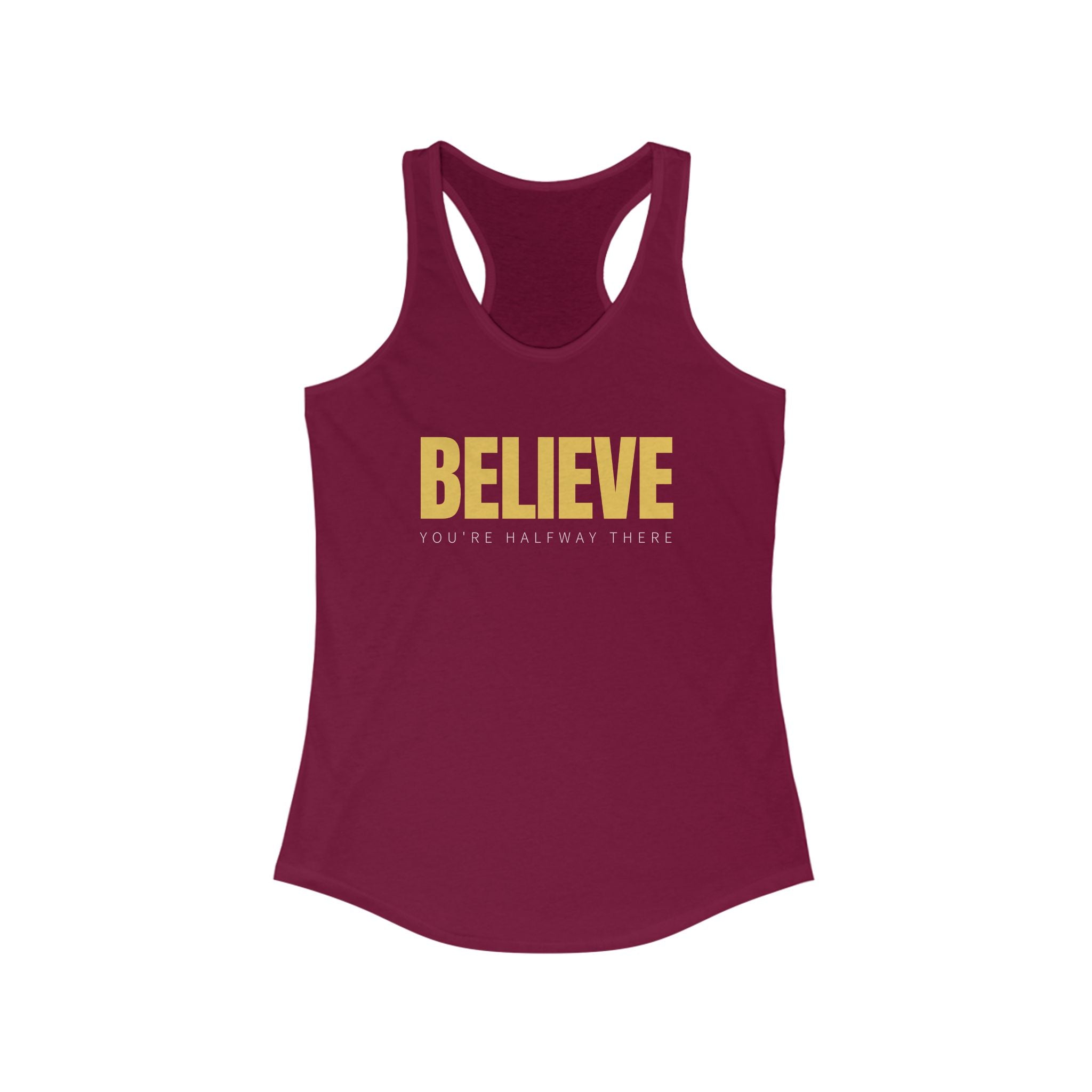 Workout Tank Tops for Women - Gym Exercise Athletic - Yoga Tops Racerback Sports Shirts - Believe - Shirt Print
