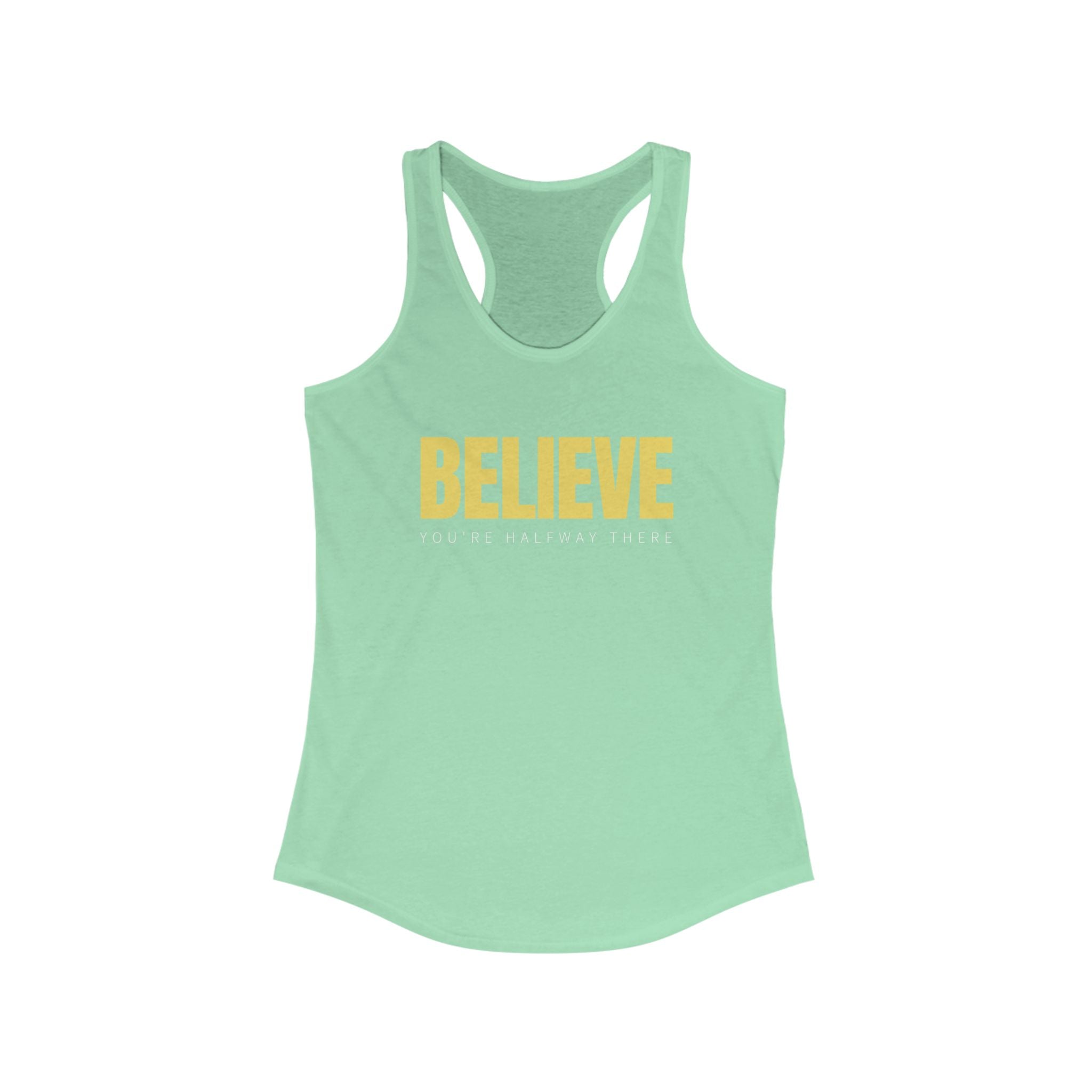Workout Tank Tops for Women - Gym Exercise Athletic - Yoga Tops Racerback Sports Shirts - Believe - Shirt Print