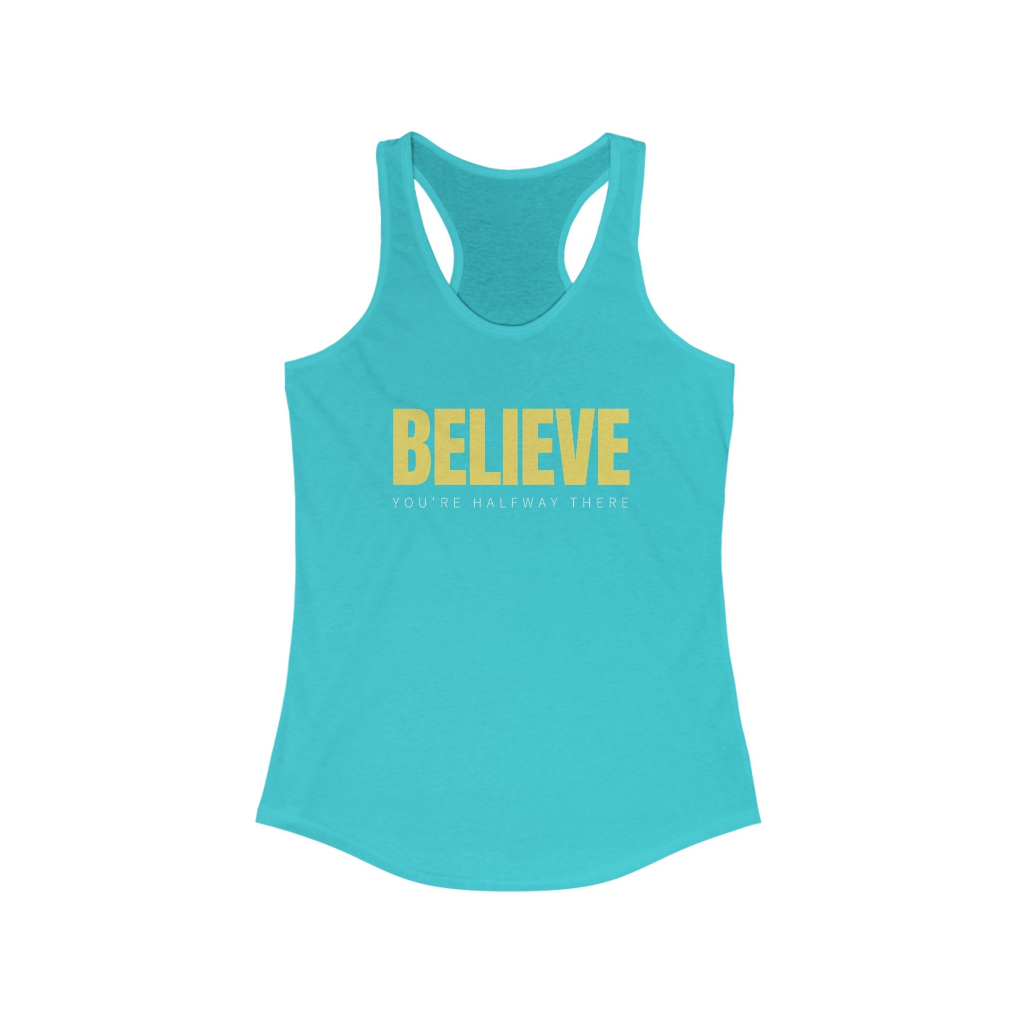 Workout Tank Tops for Women - Gym Exercise Athletic - Yoga Tops Racerback Sports Shirts - Believe - Shirt Print