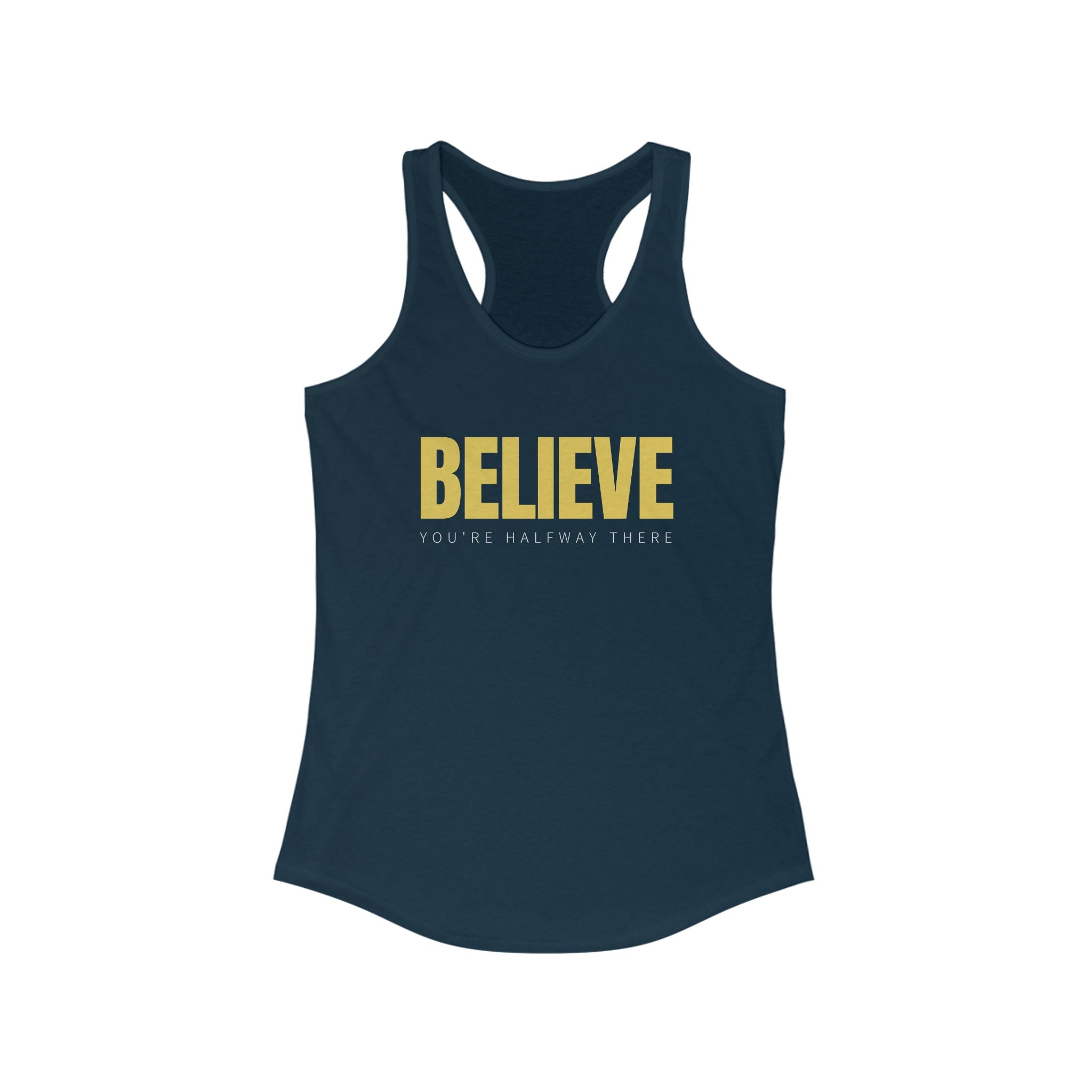 Workout Tank Tops for Women - Gym Exercise Athletic - Yoga Tops Racerback Sports Shirts - Believe - Shirt Print