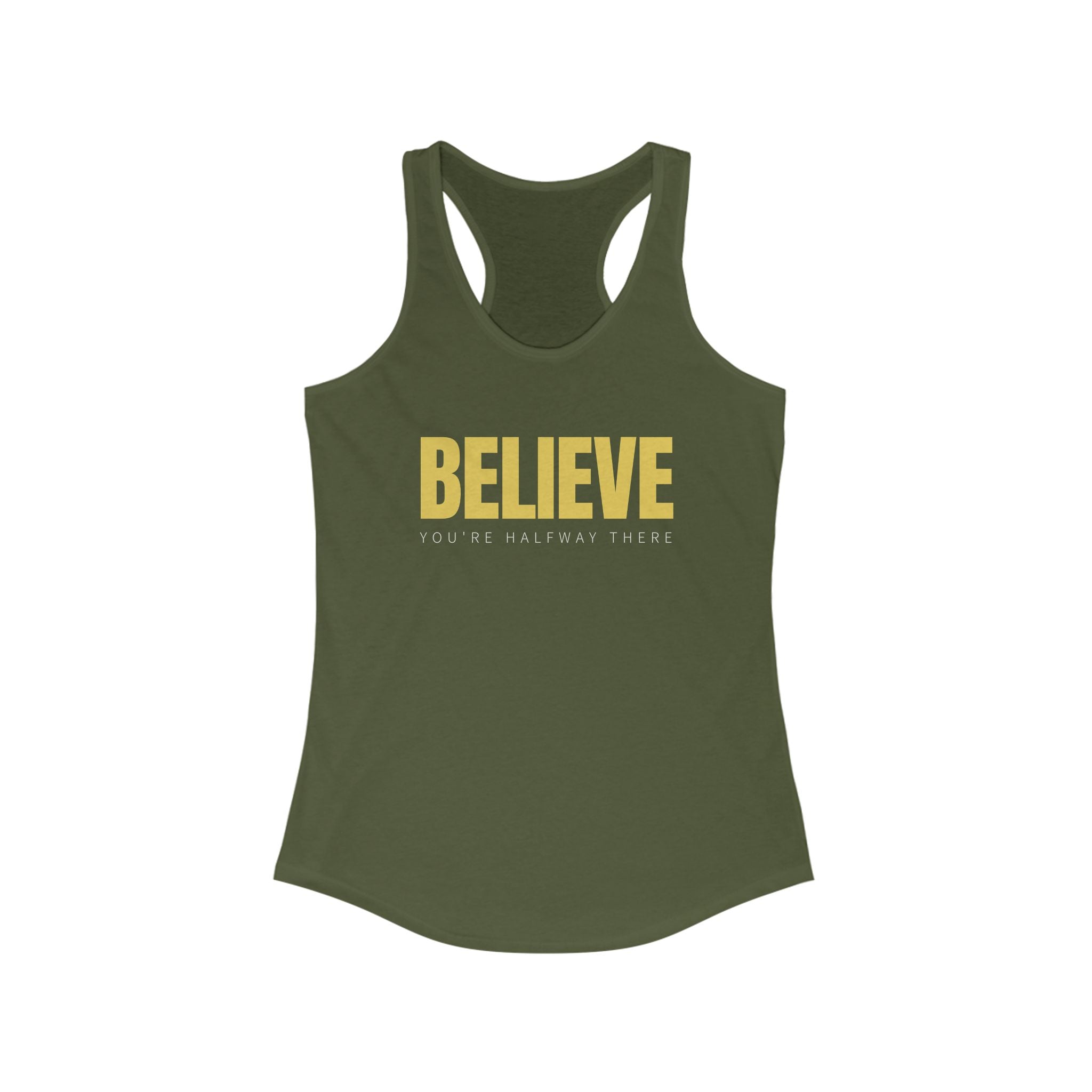 Workout Tank Tops for Women - Gym Exercise Athletic - Yoga Tops Racerback Sports Shirts - Believe - Shirt Print